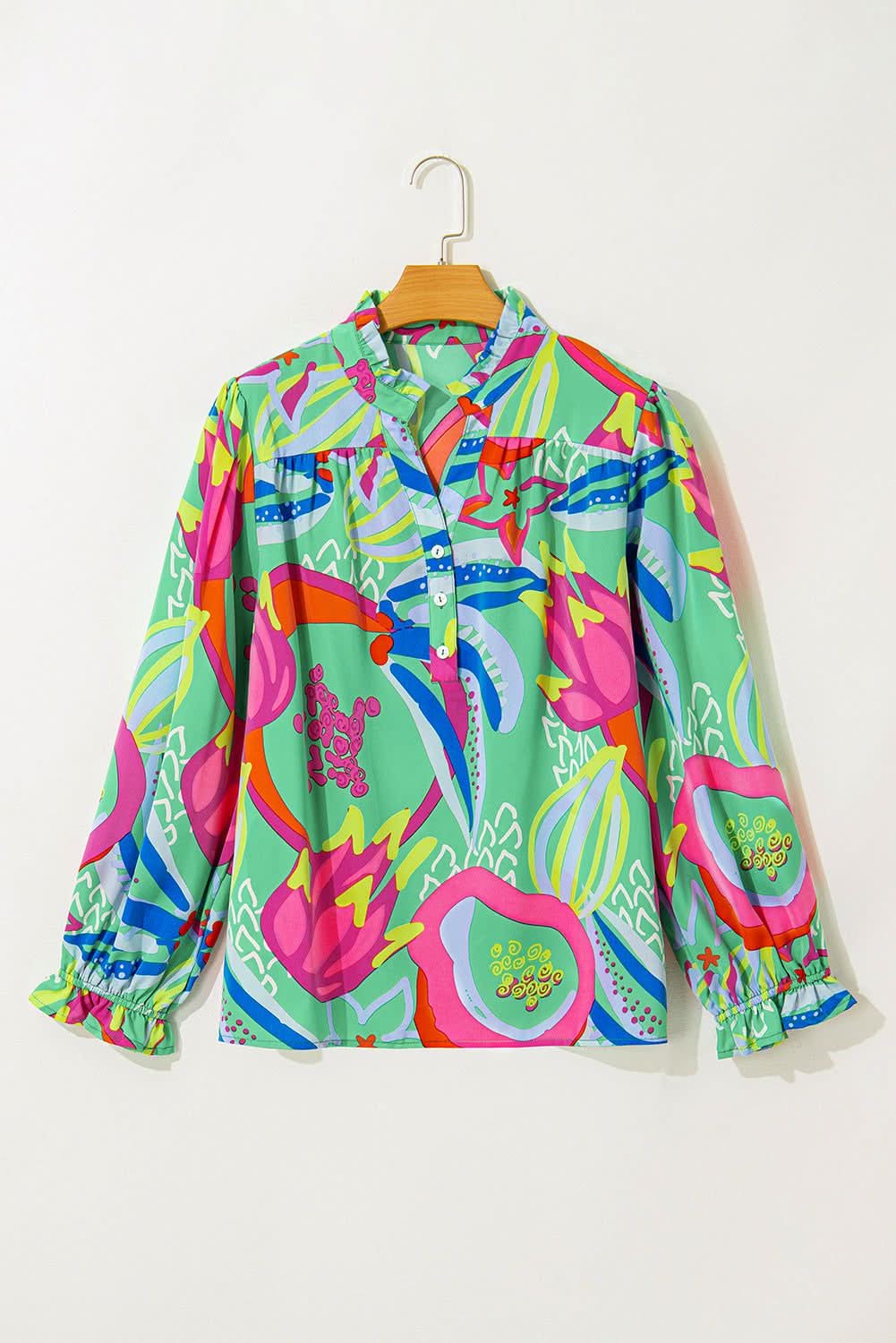 Green abstract plus size blouse