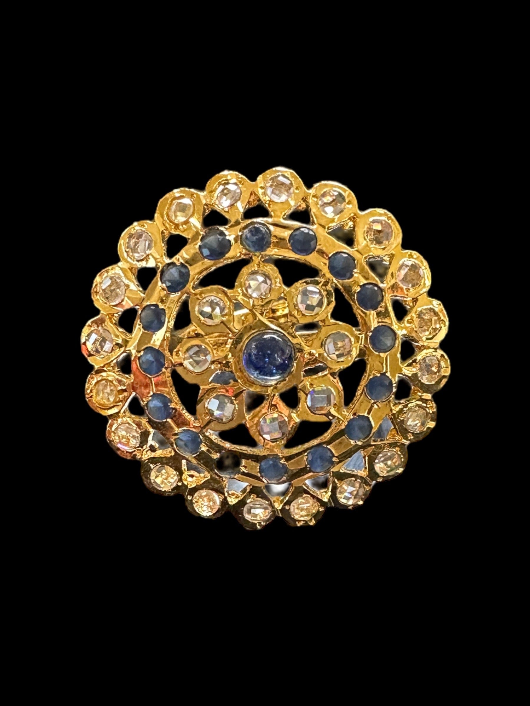 DJR90 Nia cz polki   ring - blue ( SHIPS IN 3 WEEKS)