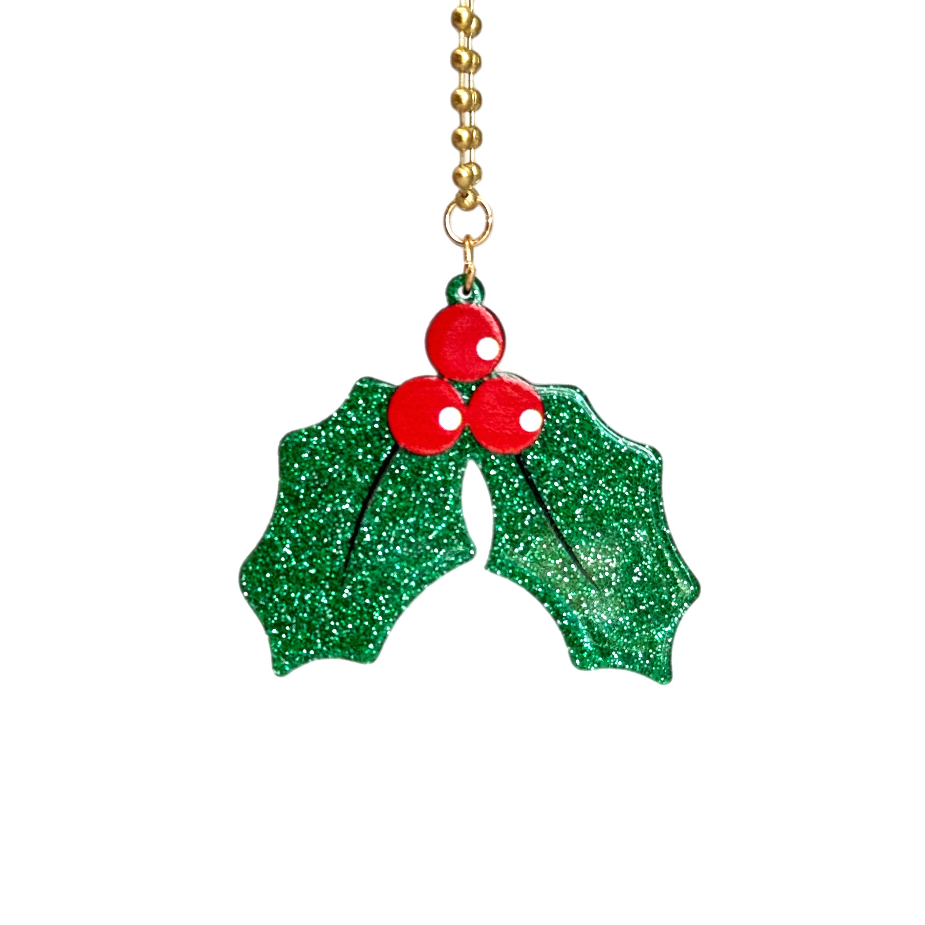 Glitter &amp;amp; Holly Charm - Tumbler Handle Charm