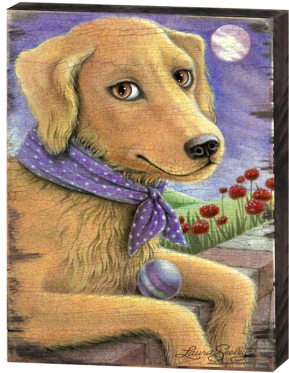 Flowers Fetch &amp;amp; Fun Wooden Wall Art by Laura Seeley - Pets Dog and Cats Decor - 8511111B