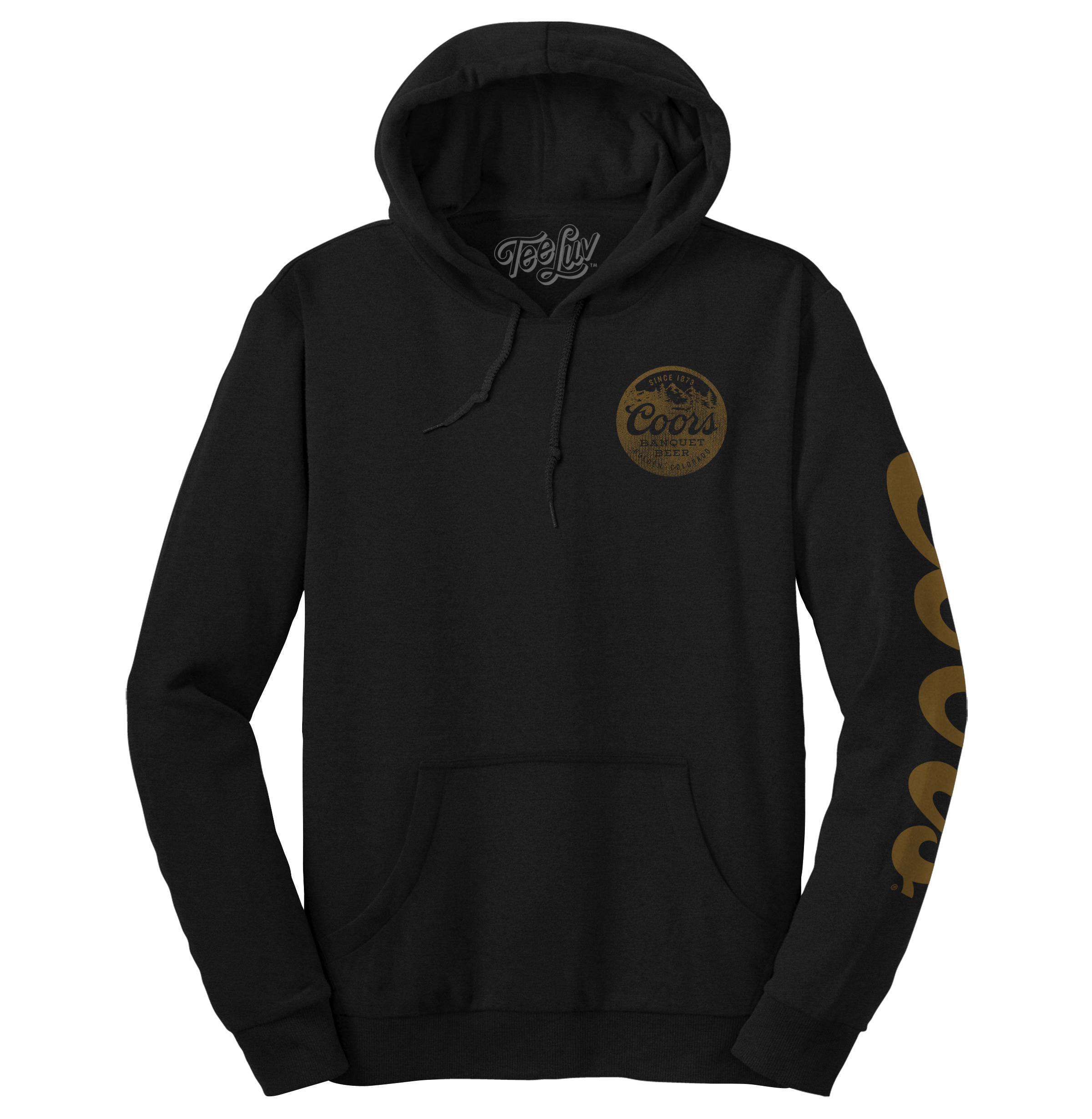 Coors Banquet Beer Double Sided with Sleeve Print Hooded Sweatshirt - Black