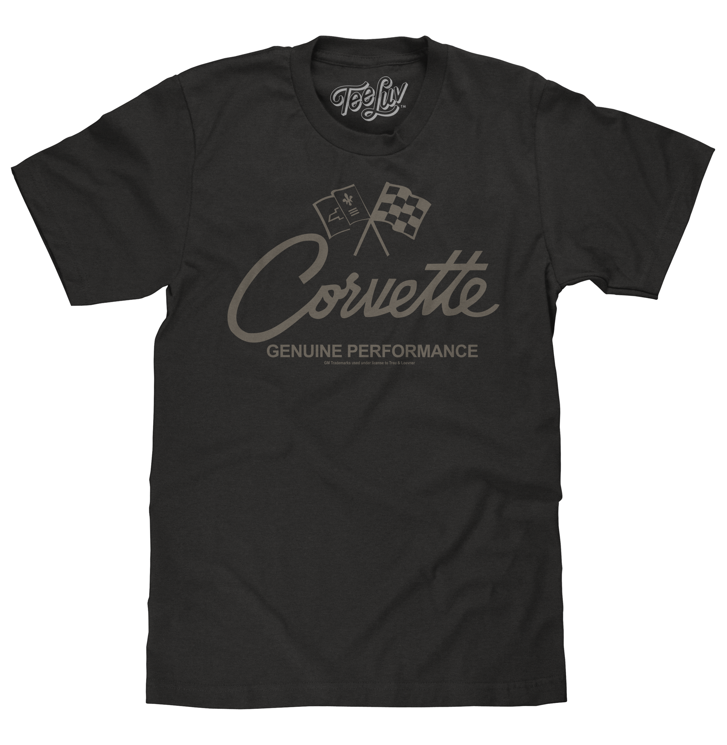 Chevy Corvette Genuine Performance Crossed Flags T-Shirt - Black