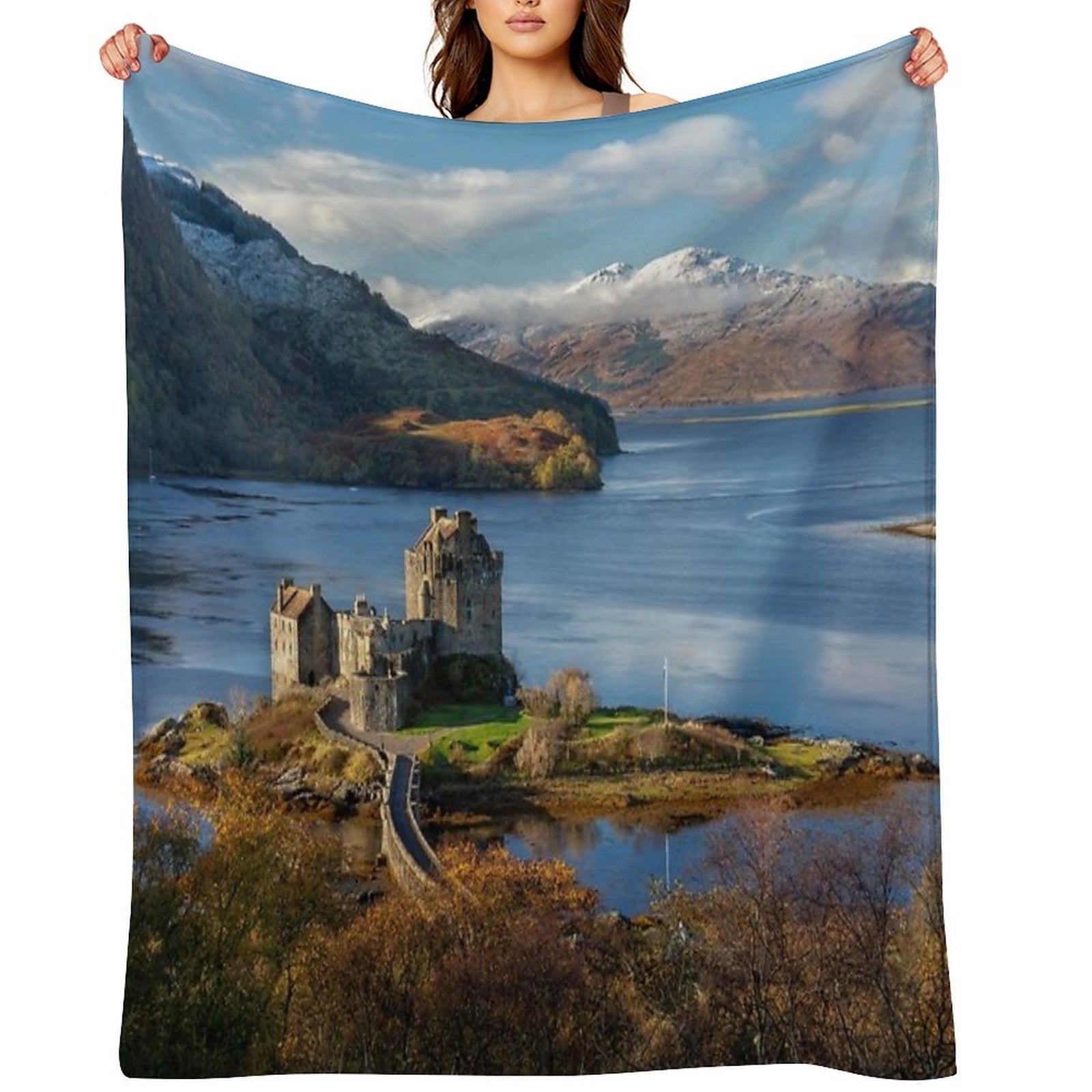 Isle of Skye And Eilean Donan Castle in Autumn. Scotland Throw Blanket