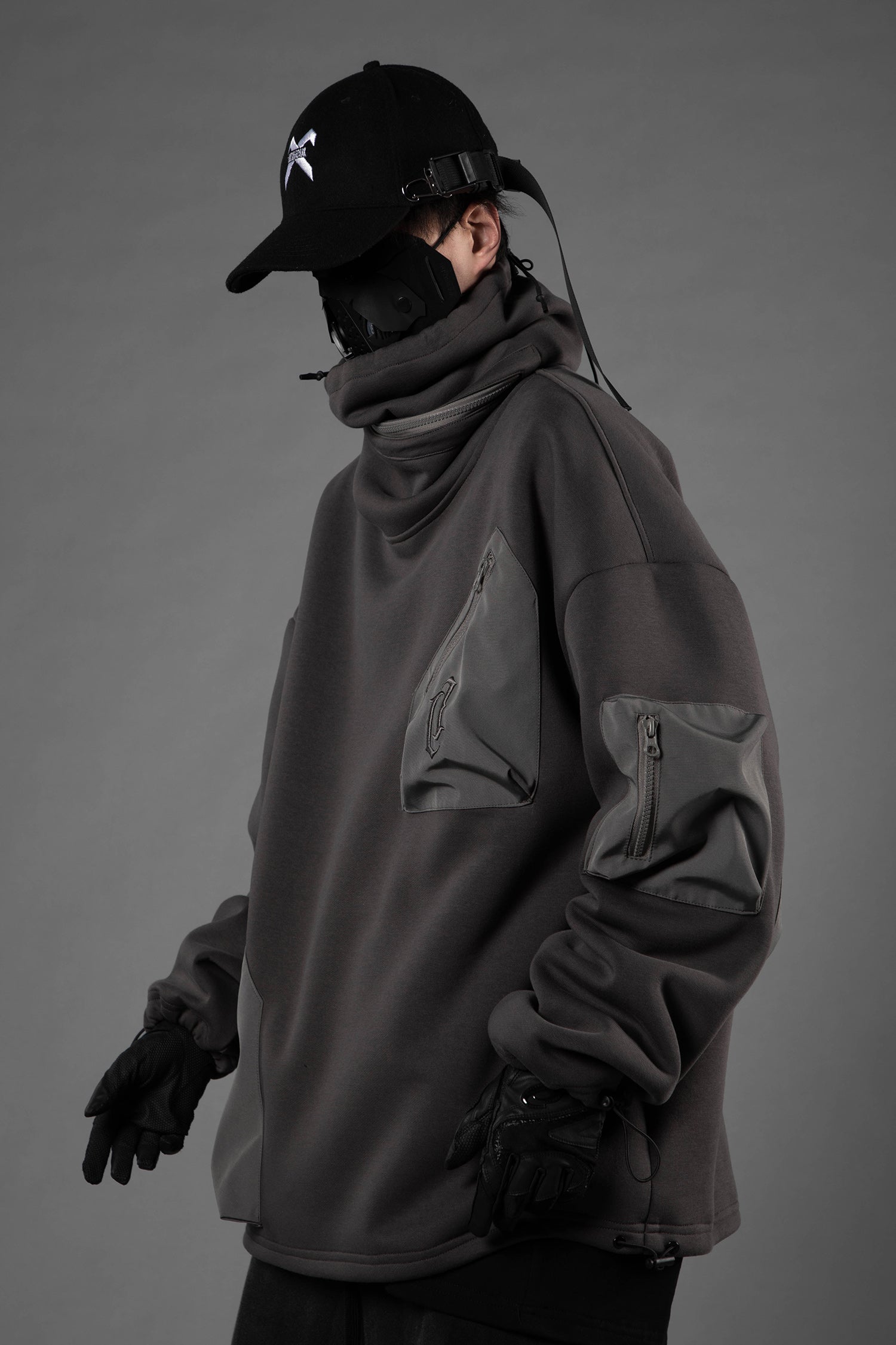 HiH33 Grey Utility Hoodie