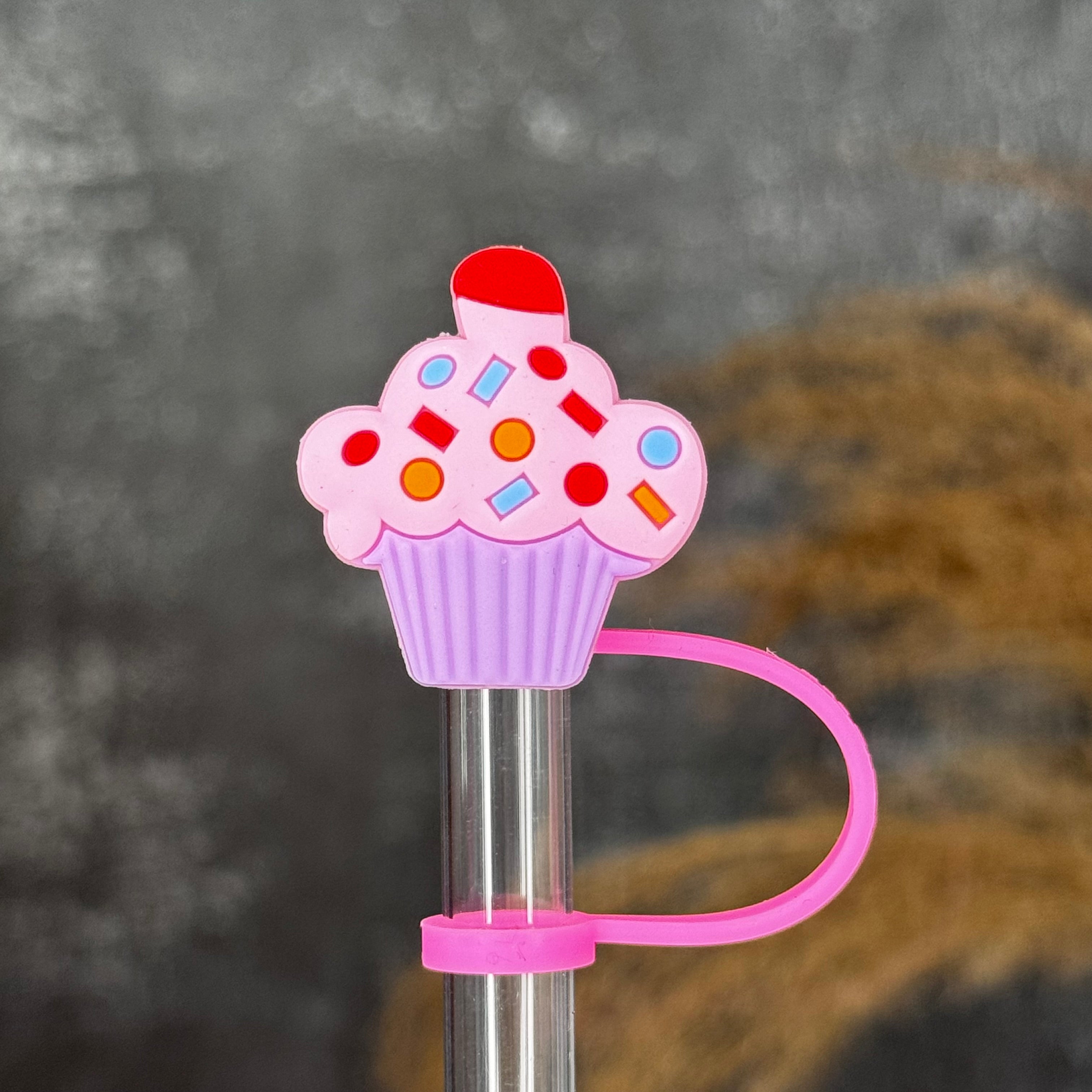 CUPCAKE Straw Topper pink purple