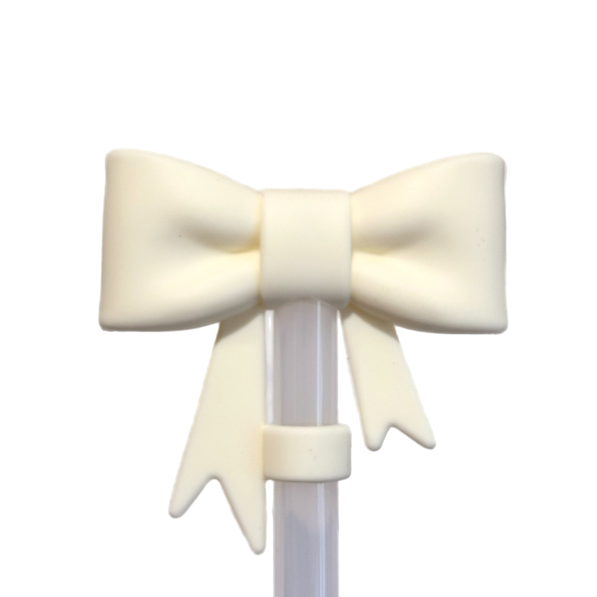 CREAM 3D BOW STRAW TOPPER