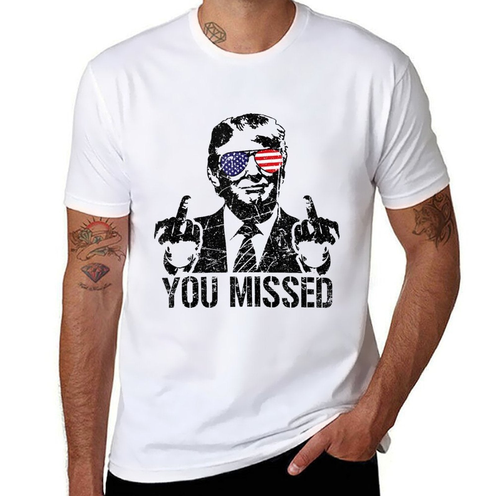 You Missed Trump 2024 Missed Me Tee  Oversized Silhouette T-Shirt