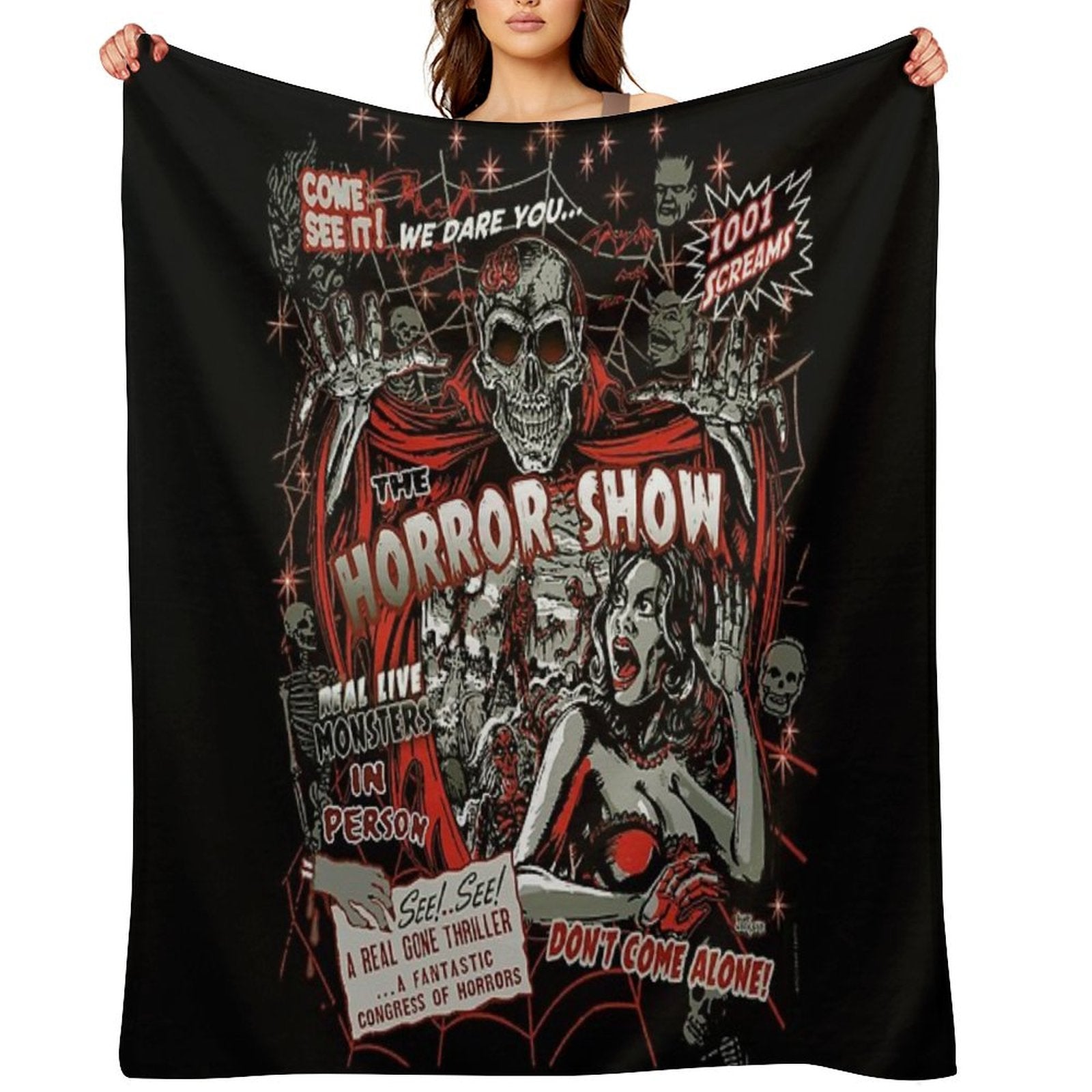 Spook Show Horror Movie Monsters Throw Blanket
