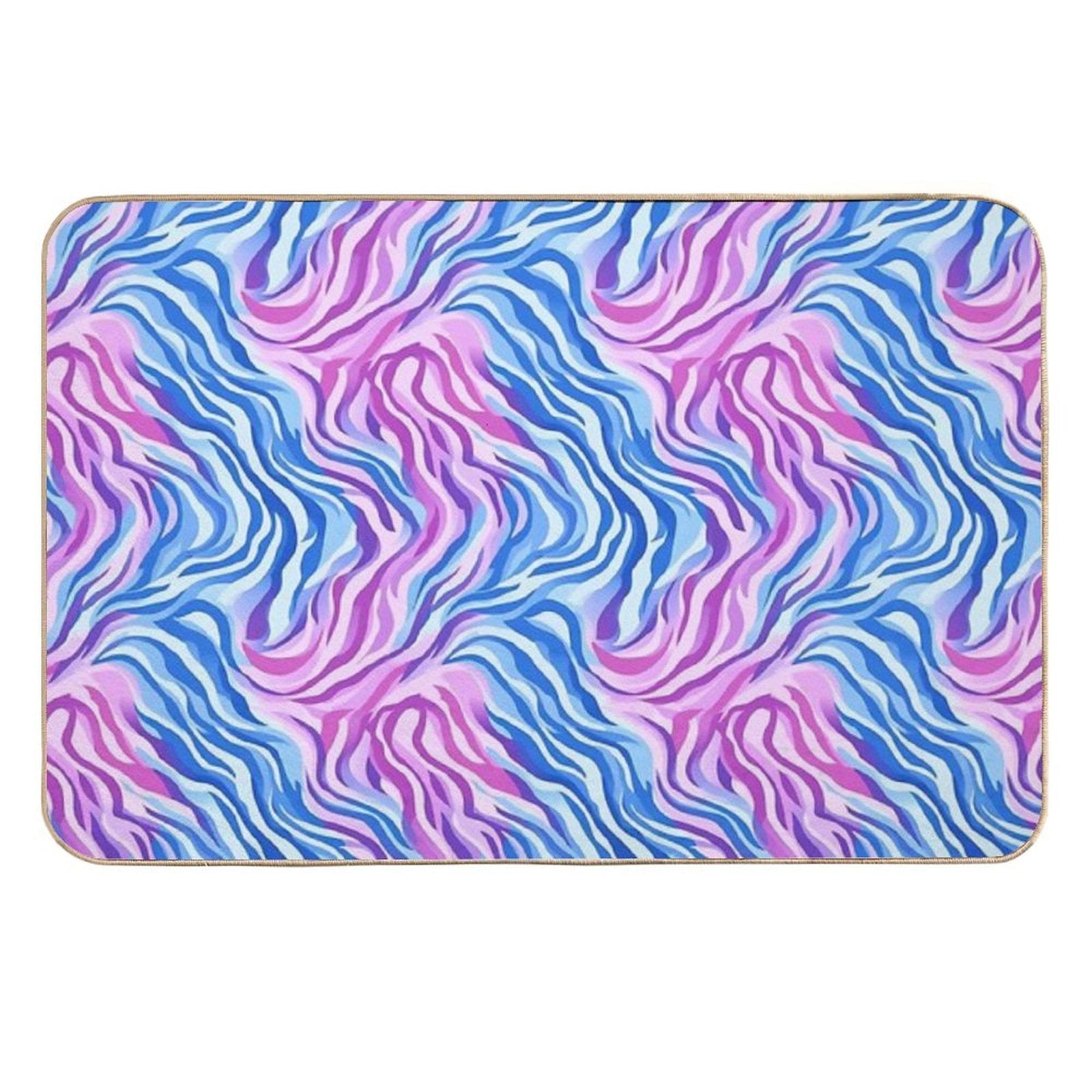 Abstract Wavy Lines Pattern Texture  Long-Lasting Bath Mat
