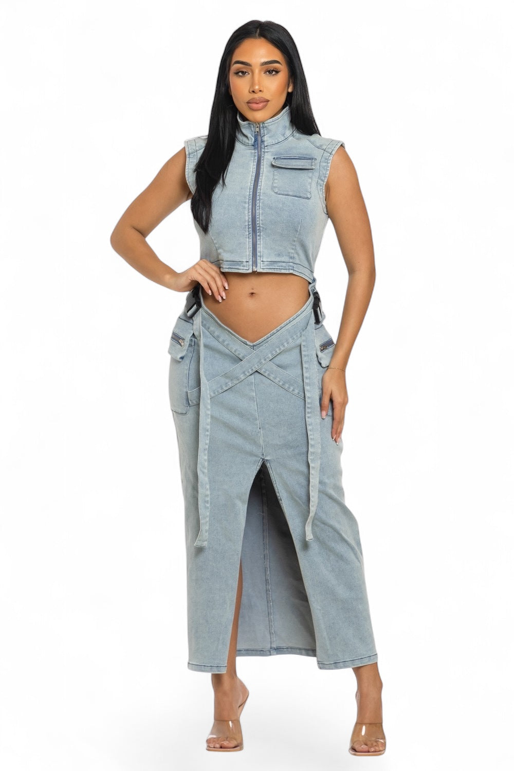 Modern Edge Denim Two Piece Denim Dress