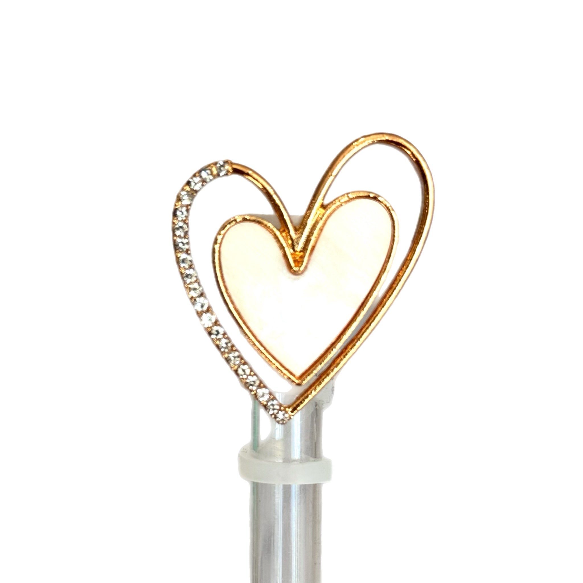 DOUBLE HEART DELUXE METAL STRAW TOPPER