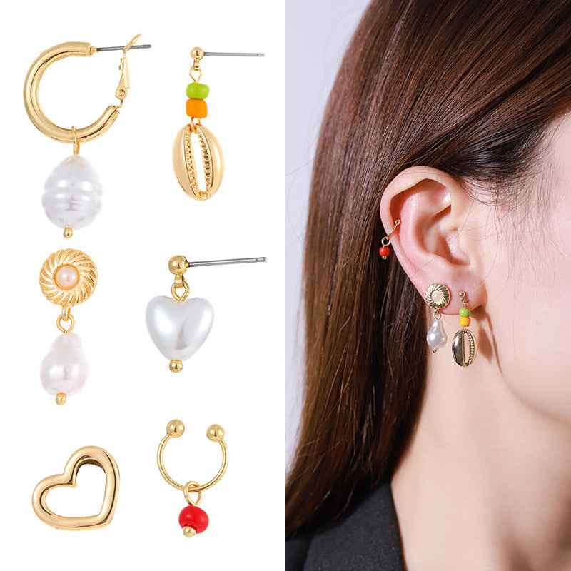 Gold-plated Pearl Necklace with Inlaid Pearls - Multi-row Women's Suit