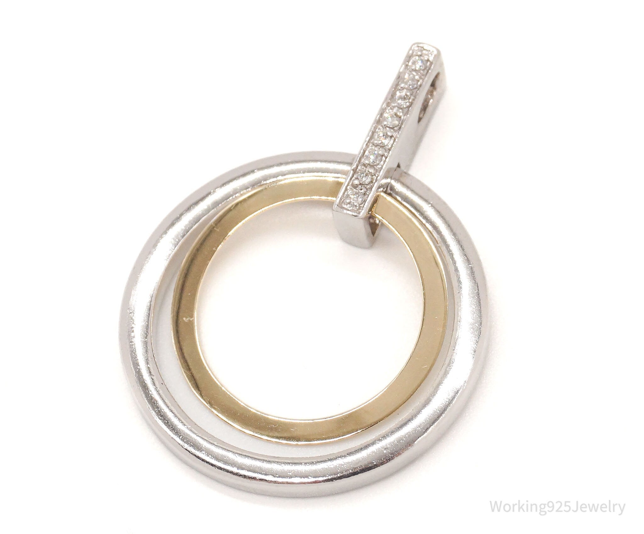 Vintage Designer Alwand Vahan 14K Gold Cubic Zirconia Sterling Silver Pendant