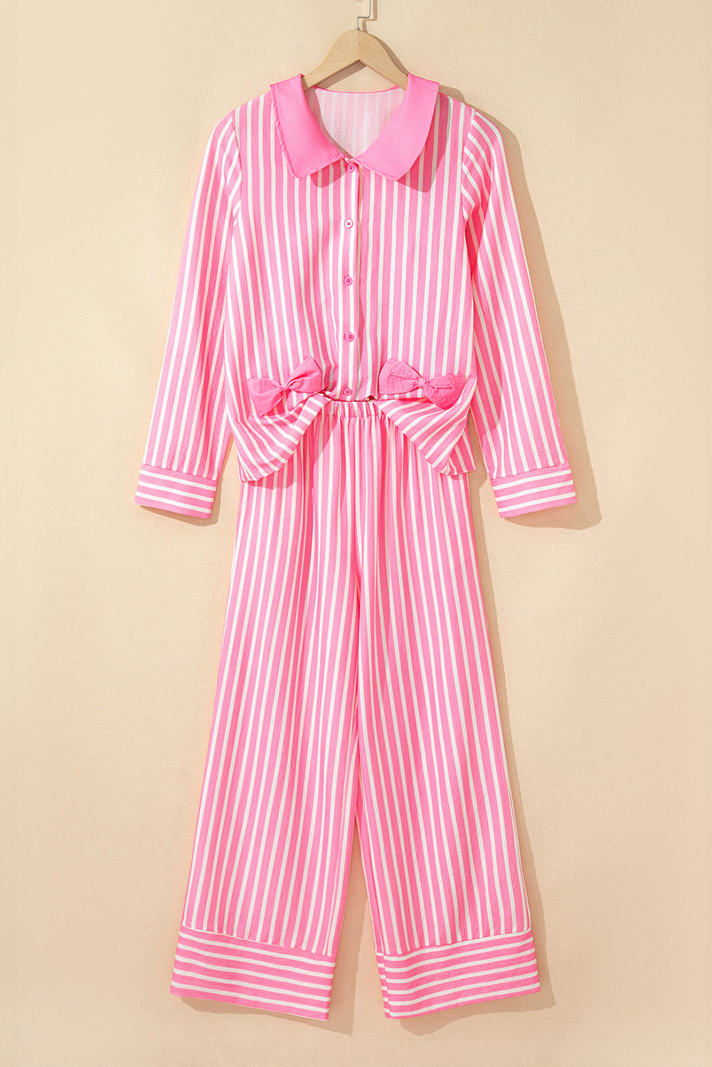 Stripe Bow Top and Pants Pajama Set