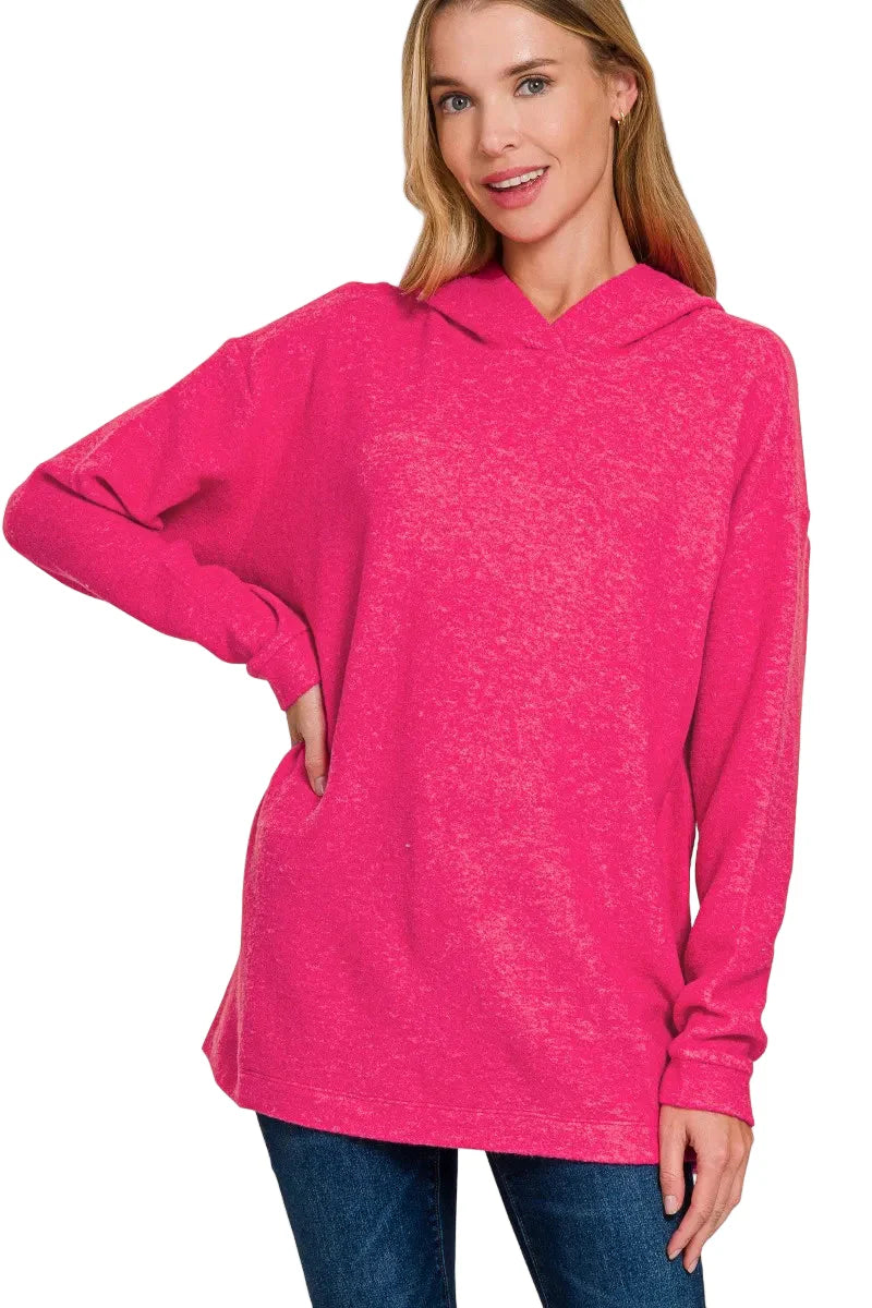 Hooded Brushed Mélange Hacci Sweater