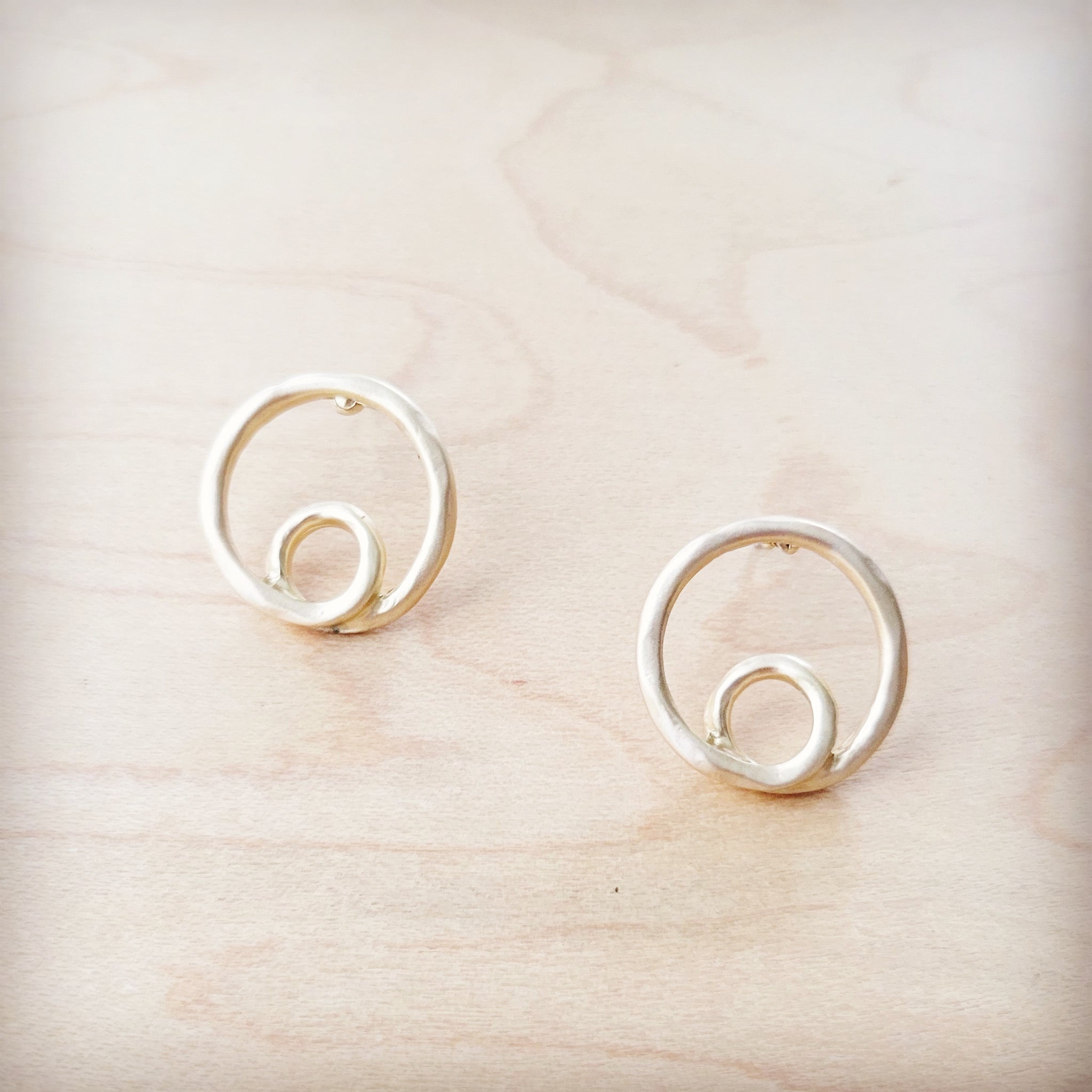 Matte Gold Double Circle Earrings 200g