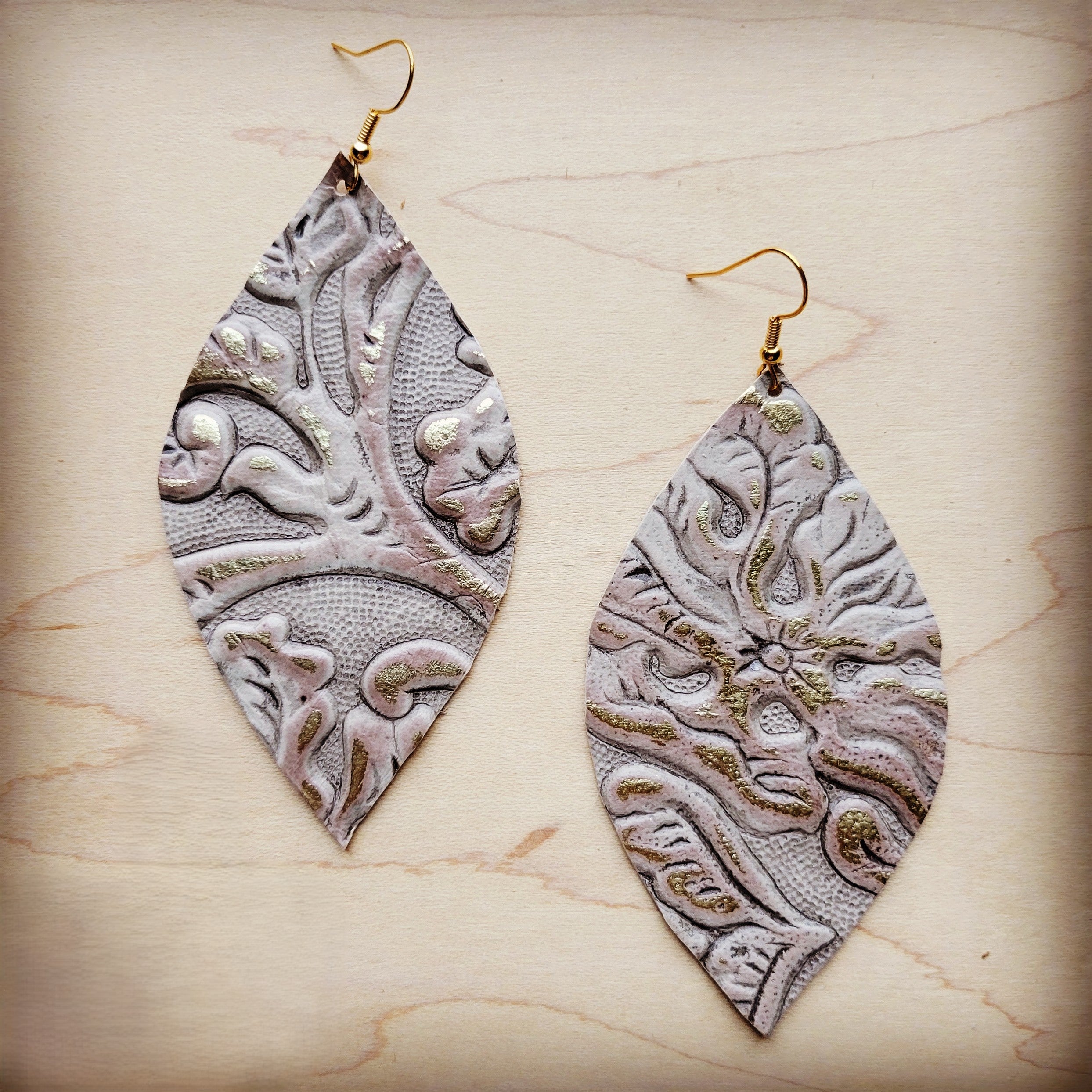 Leather Oval Earrings- Gilded Cowboy 207h