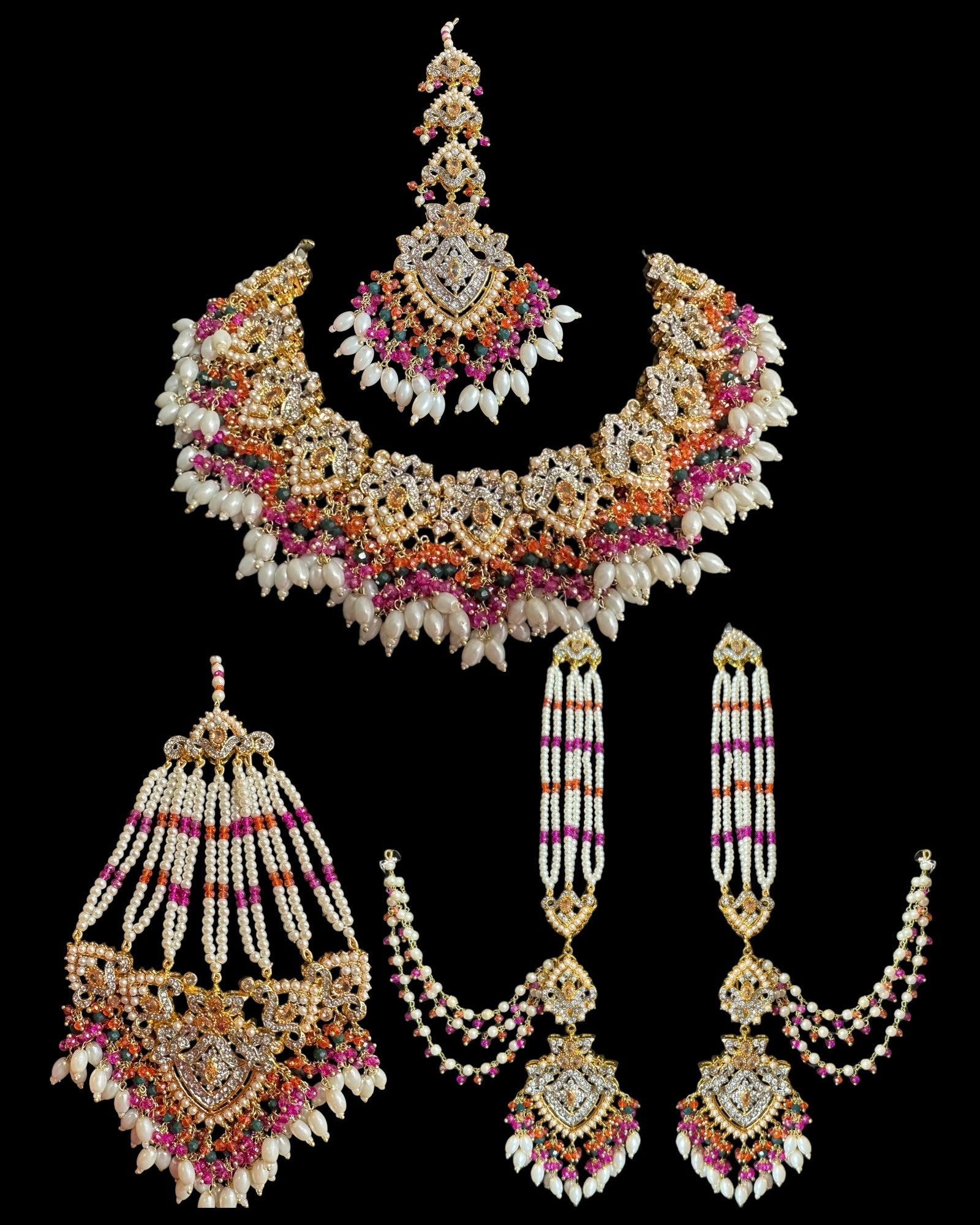 BR487 MAHAM  bridal set in MULTICOLOR ( READY TO SHIP  )