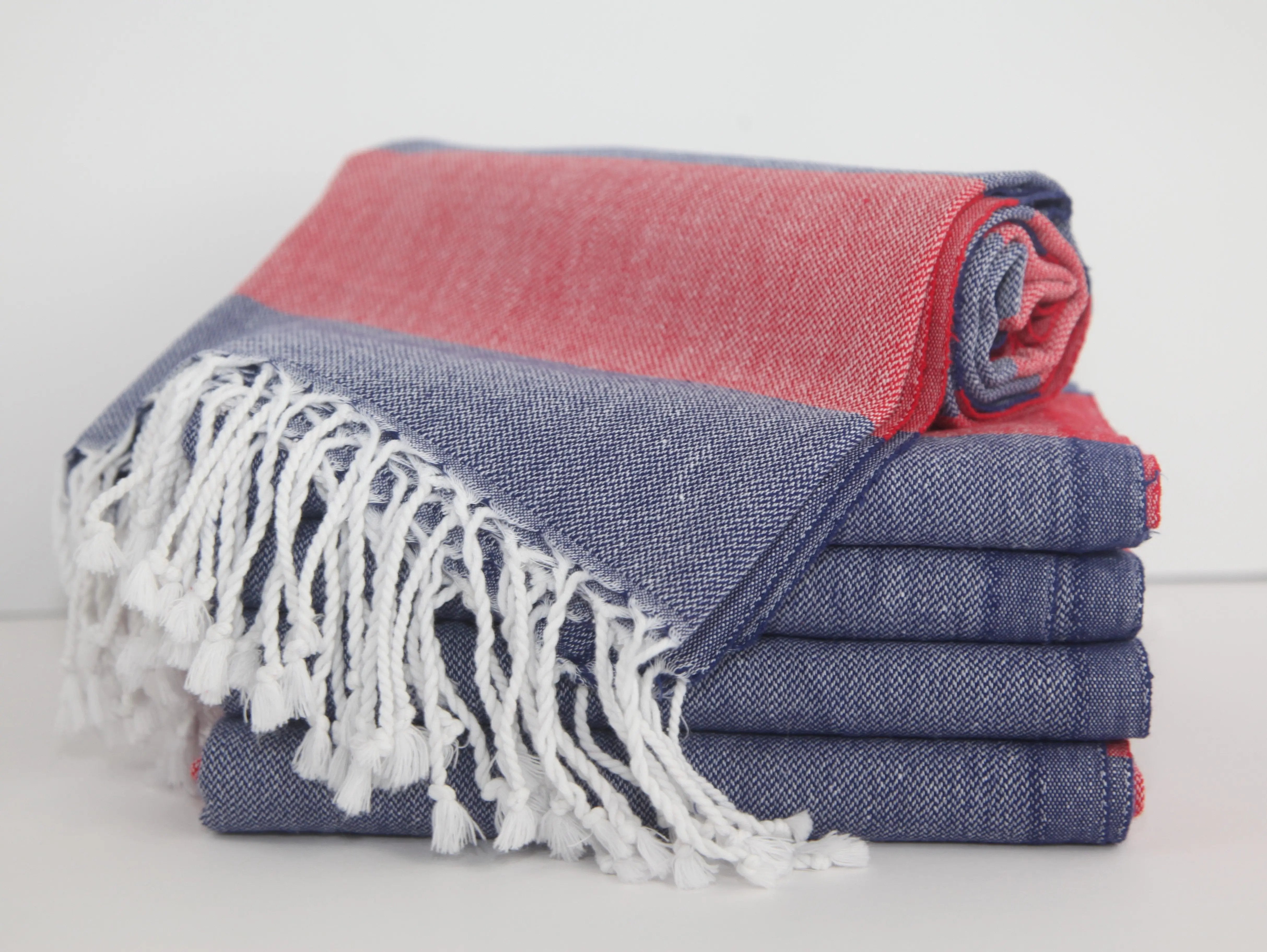 Basiclayersca Monaco Red Navy Stripe Turkish Towel 100 Percent Natural Cotton 40 Inch by 70 Inch - Premium Quality Bath Towels | Fast Shipping &amp;amp; Returns