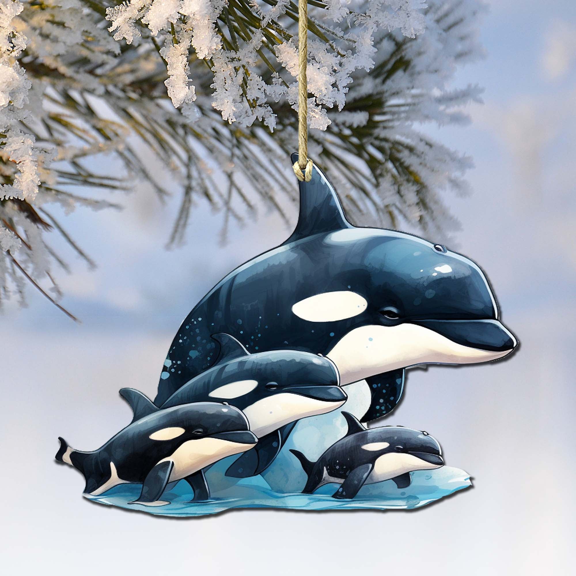 Orca&amp;#39;s Family Wooden Ornaments by G.Debrekht - Wildlife Holiday Decor - 8710102-2