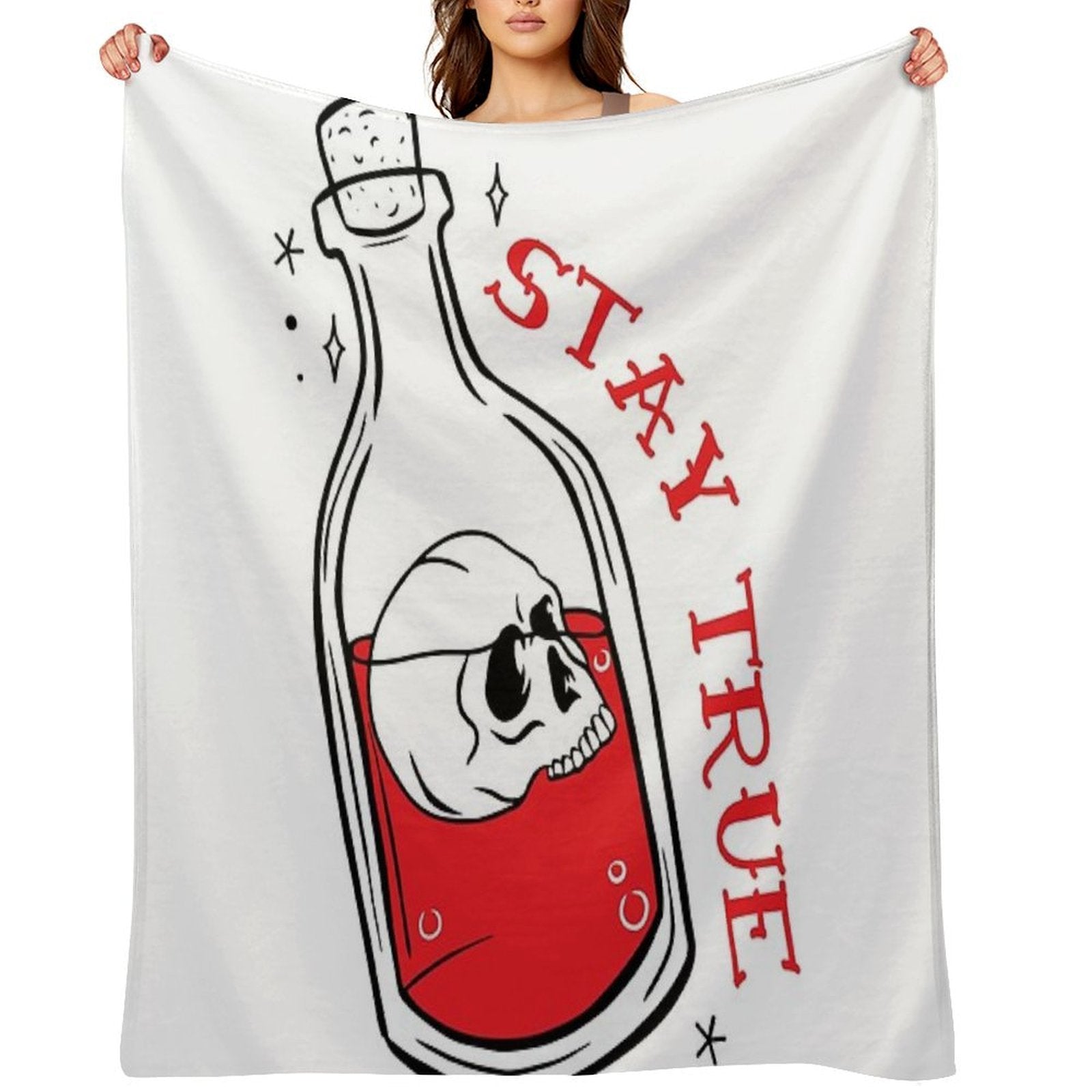 Stay True Skeleton in A Bottle Throw Blanket