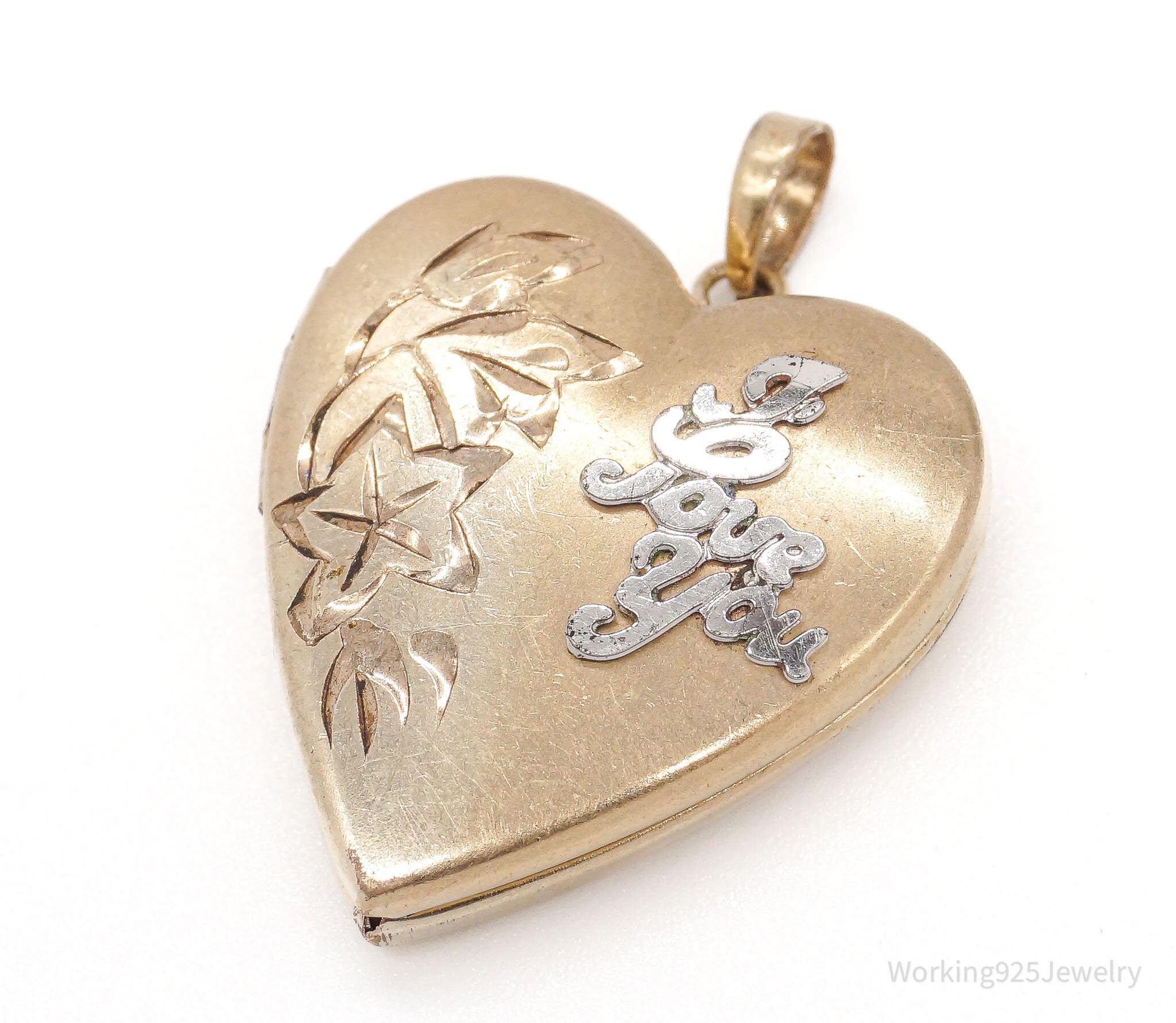 Vintage 14K Gold Filled &amp;quot;I Love You&amp;quot; Heart Locket Pendant