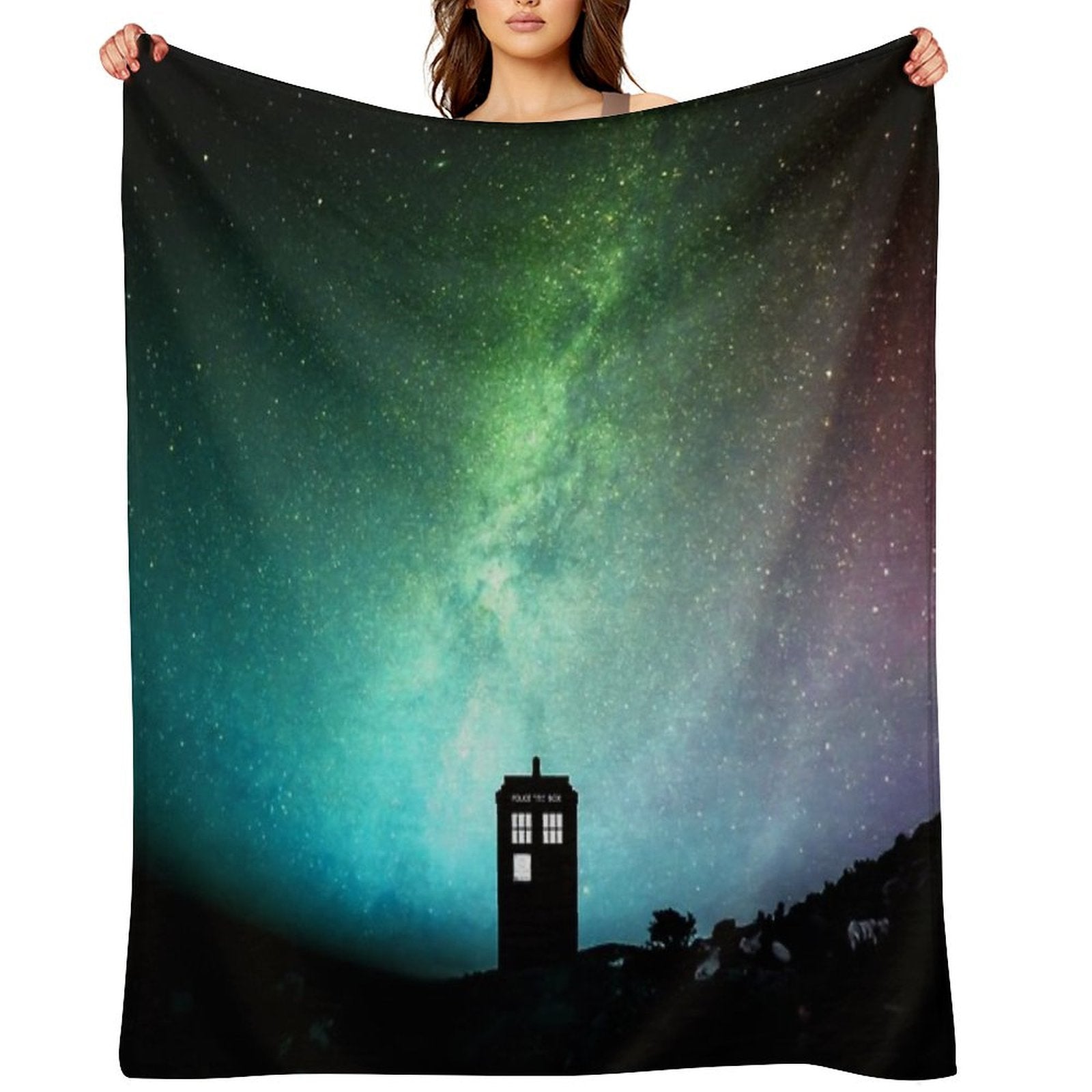 Starry Moon Art Blossom Throw Blanket