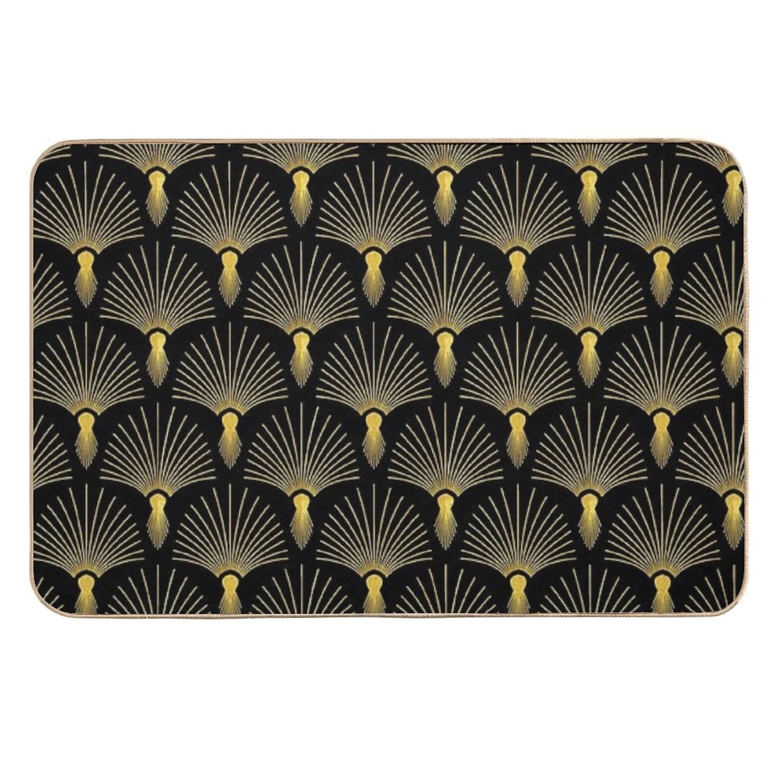 Vintage Hollywood Elegant Golden And Black Art Deco  Pet-Safe Bath Mat