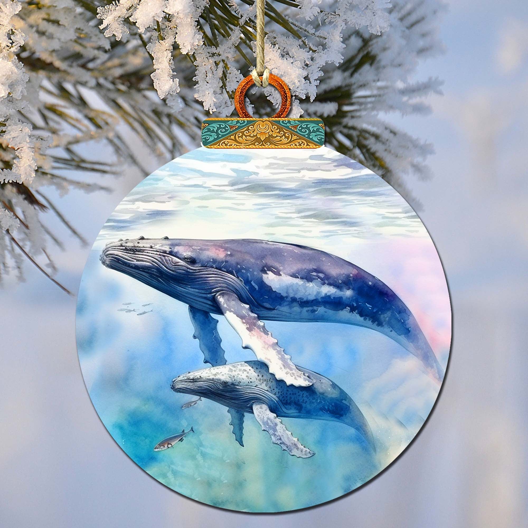 Humpback Harmony Wooden Ornaments by G.Debrekht - Wildlife Holiday Decor - 870012