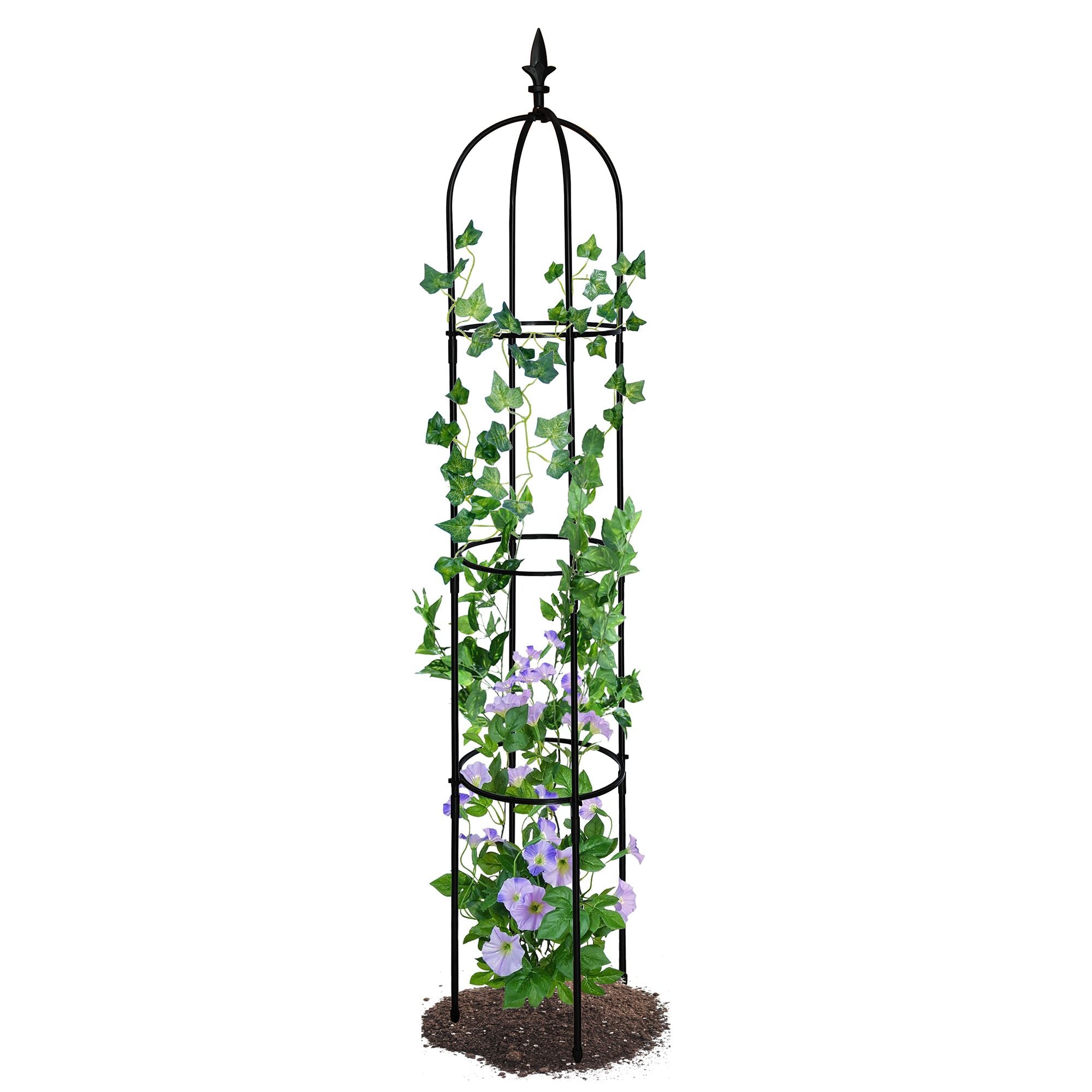 7DAY&amp;#39;S 6.2ft Garden Obelisk Trellis; Lightweight Rustproof Plastic Coated Metal Tall Tower Trellis Stand