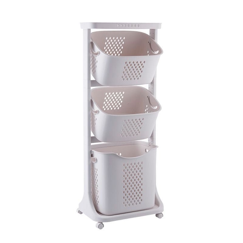 7DAY&amp;#39;S Multi-functional Organizing Shelving Bathroom Sorting Dirty Laundry Basket Plastic Large Mobile Storage Basket