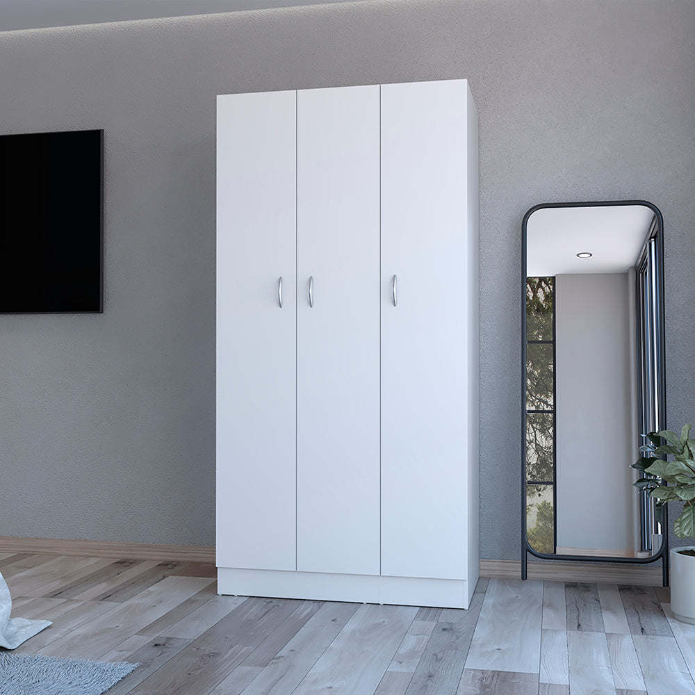 7DAY&amp;#39;S Wardrobe Erie, 4 Storage Shelves, 2 Drawers and 3 Doors, White Finish