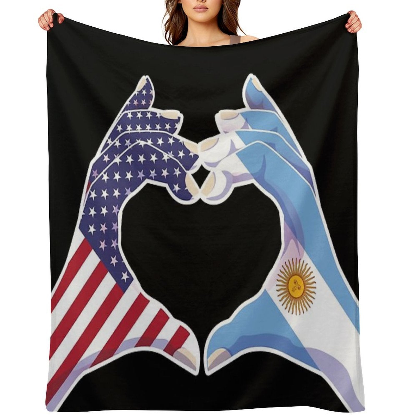 Argentina Argentine Argentinean Argentinian USA United States American America Love Heart Peace Throw Blanket