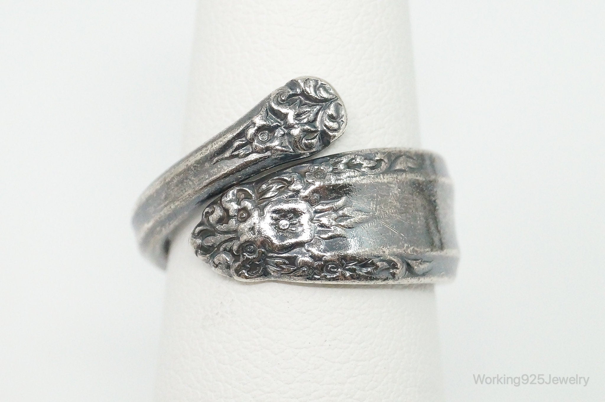 Antique International Sterling &amp;quot;Prelude&amp;quot; Floral Silver Spoon Ring Size 6