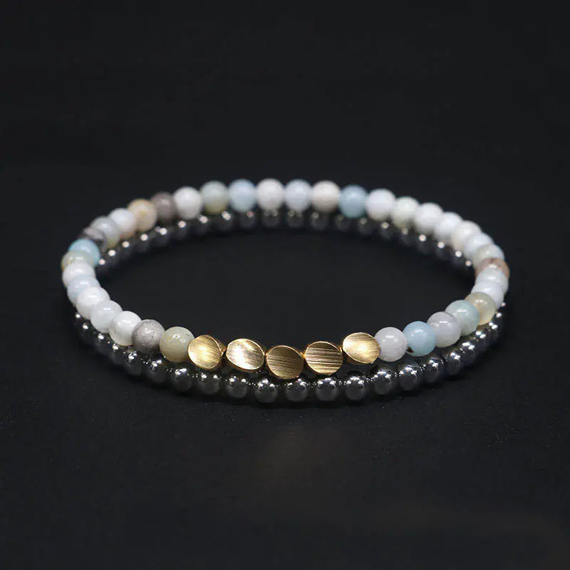 Stylel Loft Collection Natural Agate &amp;amp; Bronze Beaded Bracelet