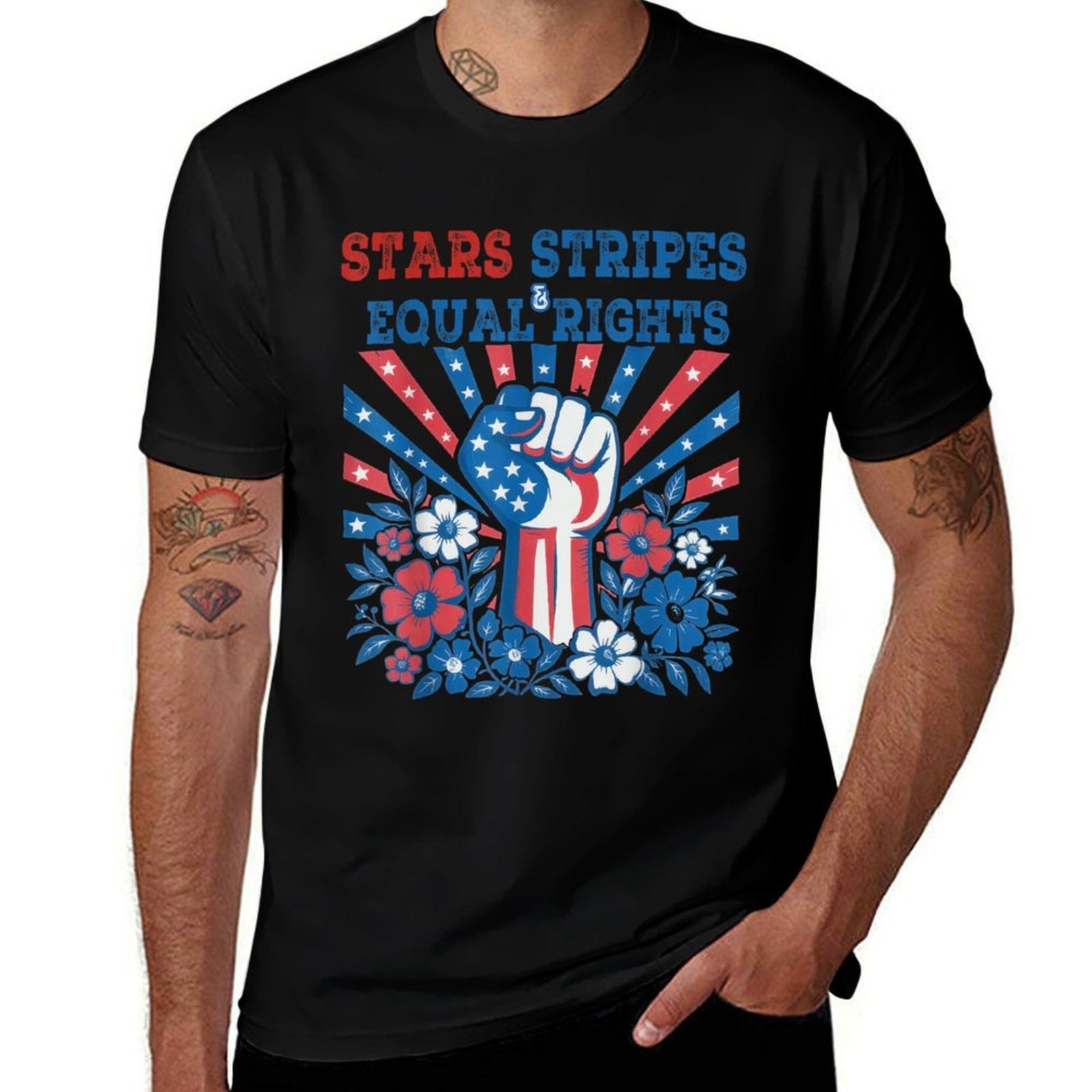 Stars Stripes And Equal Rights 4th July Patriotic Activist  Vintage-inspired T-Shirt