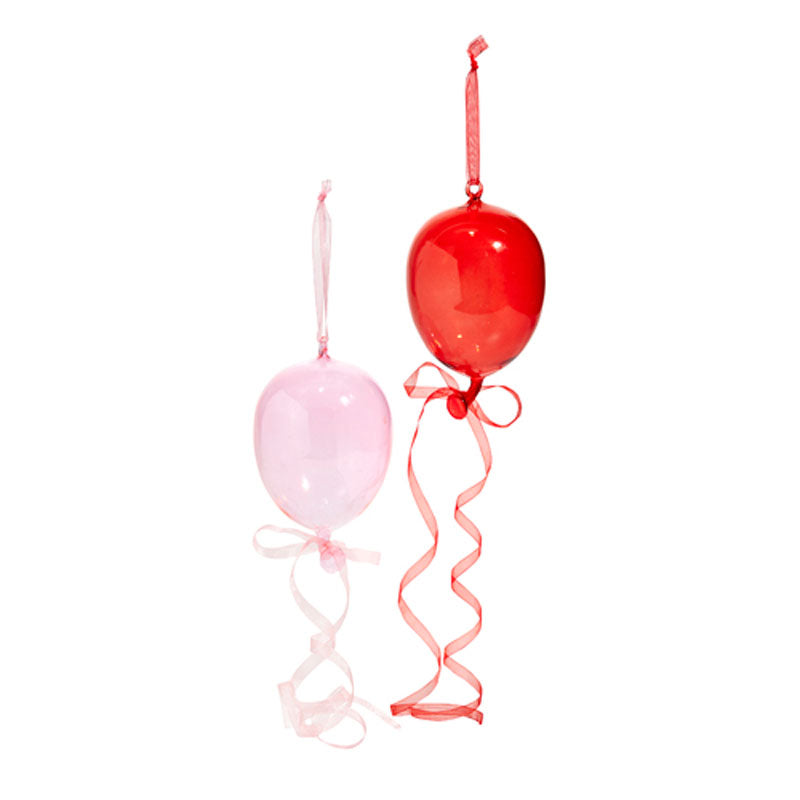 8&amp;quot; Blown Glass Balloon Ornaments Set of 2
