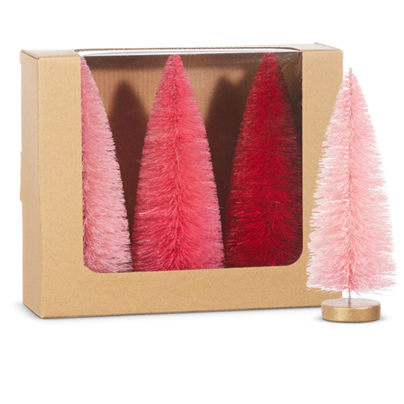8&amp;quot; Set Of 3 Pink Bottle Brush Trees