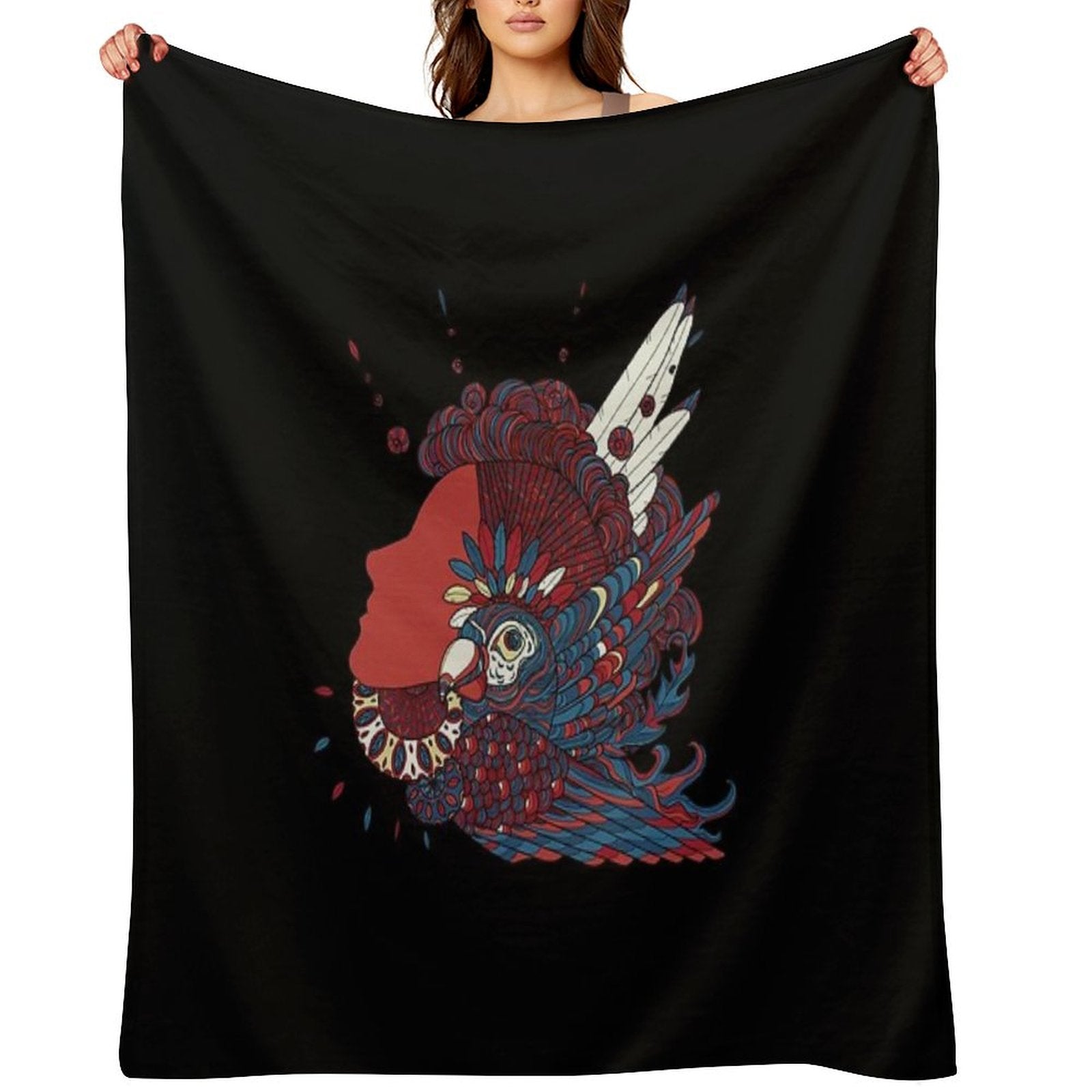 A Girl with Feathers in Her Hair Throw Blanket