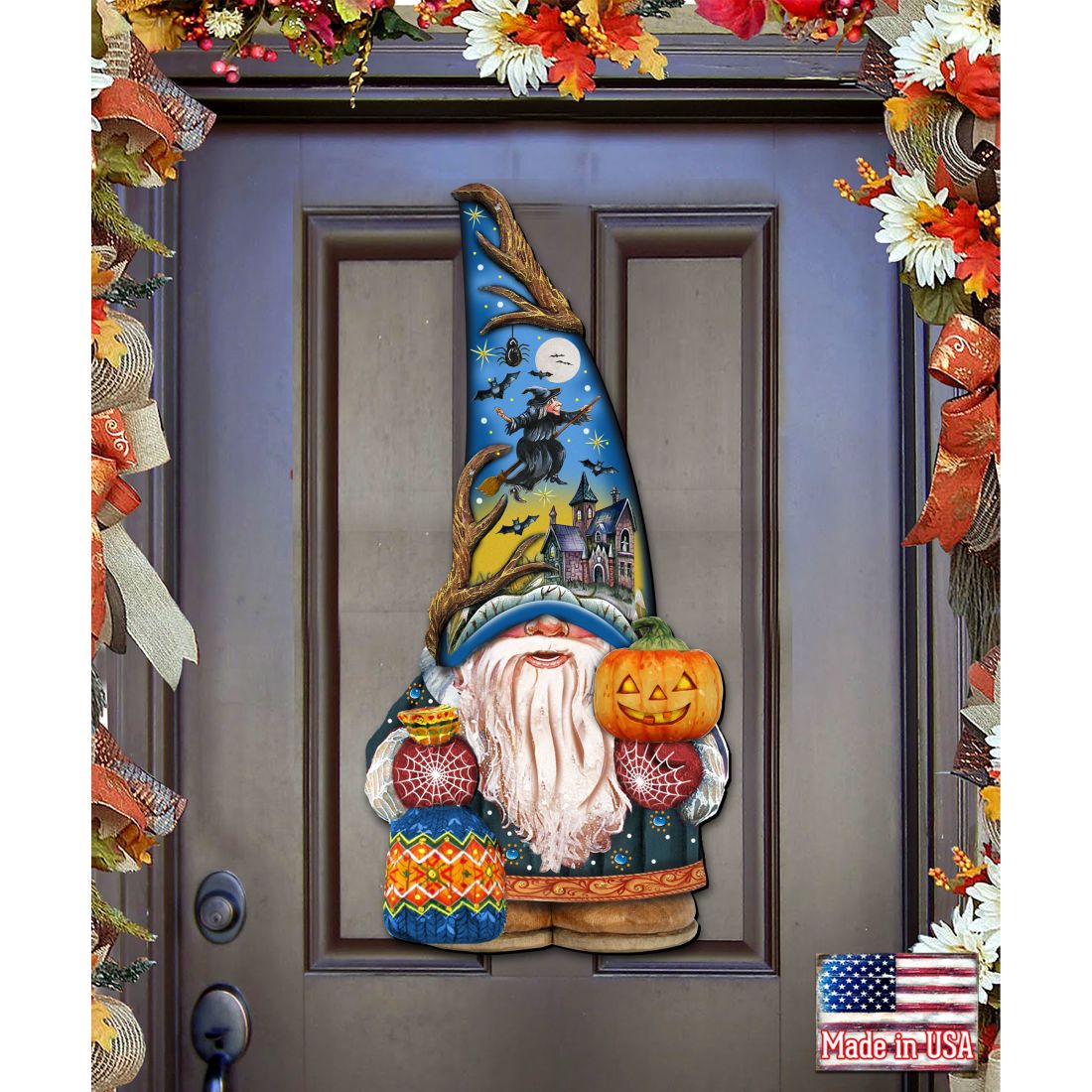 Halloween Gnome Door Decor by G. DeBrekht - Thanksgiving Halloween Decor - 8611016H