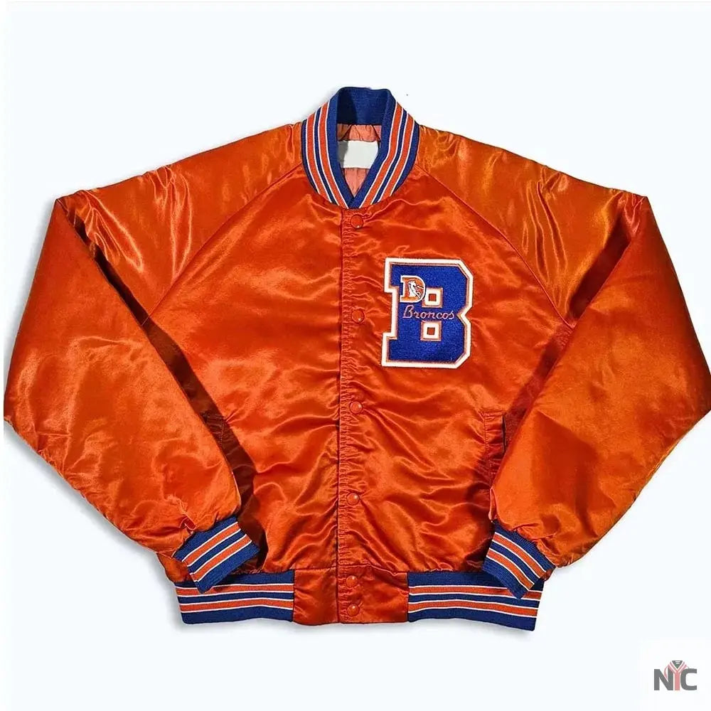 80s Denver Broncos Orange Bomber Jacket