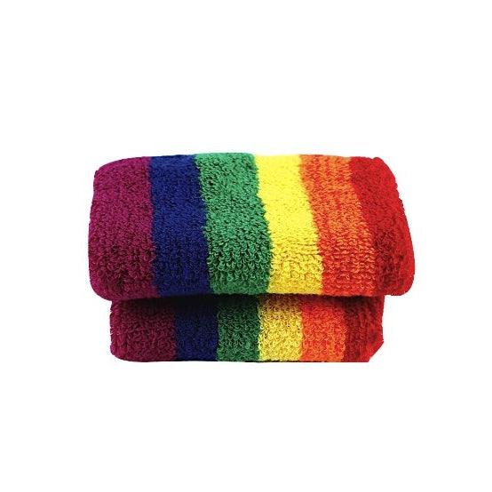 &amp;#39;80s Style Rainbow Wristbands | Absorbent Stretch Exercise Cuffs