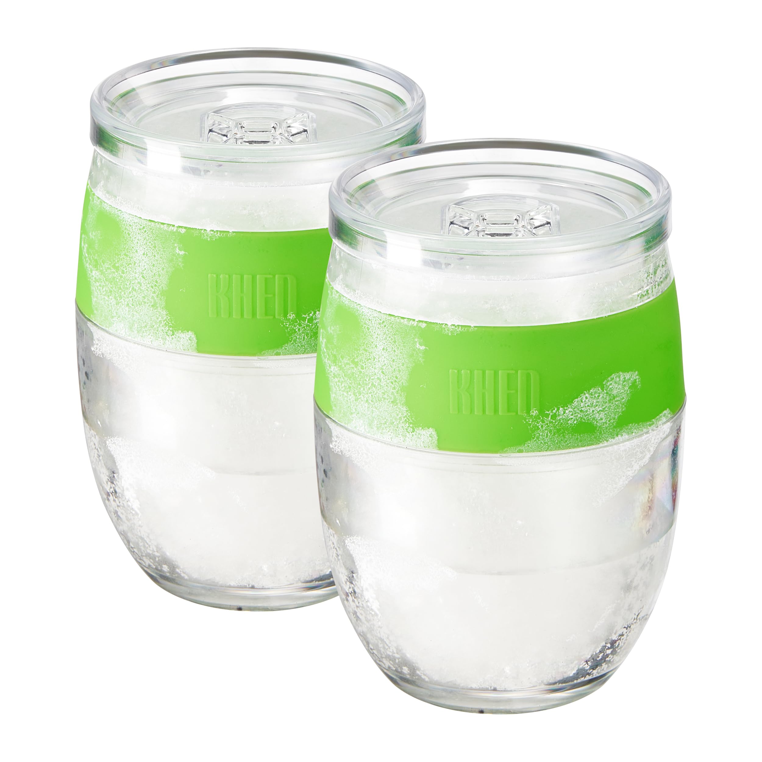 Stemless Acrylic Cooling Wine Glasses 14oz | Set of 2| Green