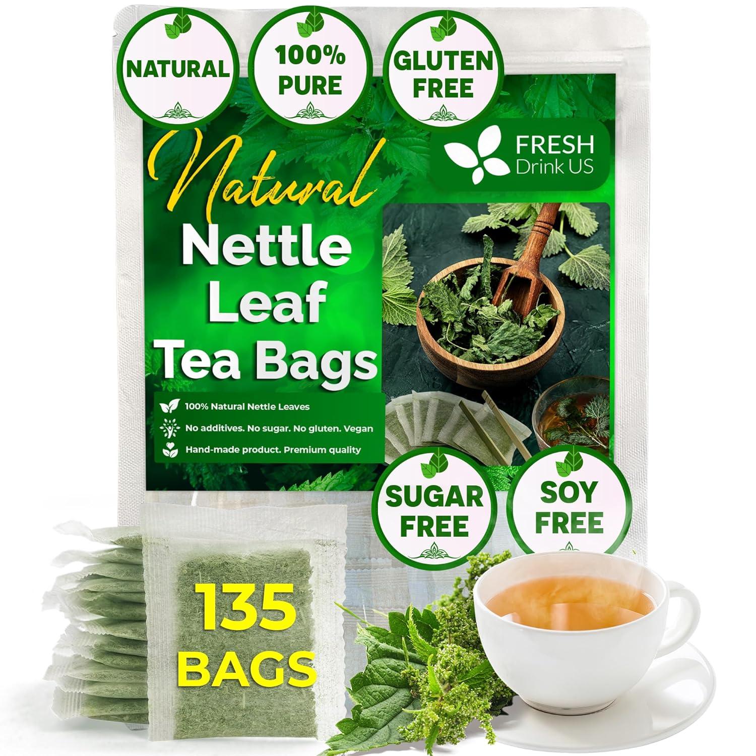 Premium Nettle Leaf Tea Bags, 100% Natural &amp;amp; Pure, Stinging Nettle Leaf Tea, Nettle Leaf Tea, Burn Nettle, Stinging Nettle, Nettle Tea, Stinger Tea, No Sugar/Caffeine &amp;amp; Gluten, Vegan