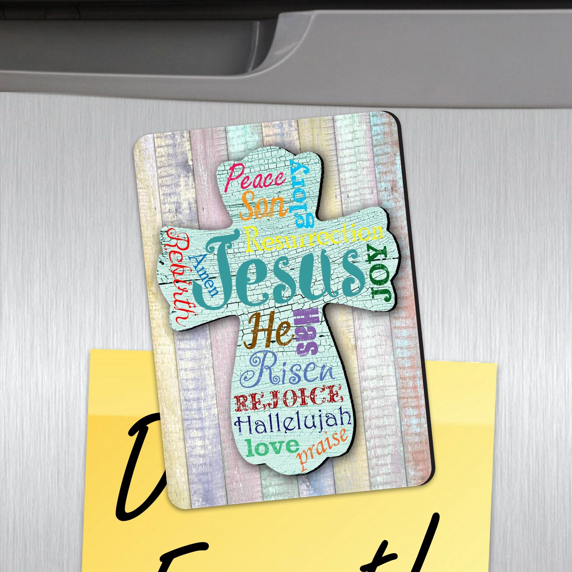 Jesus Cross Refrigerator Eco Wood Magnets Set of 3