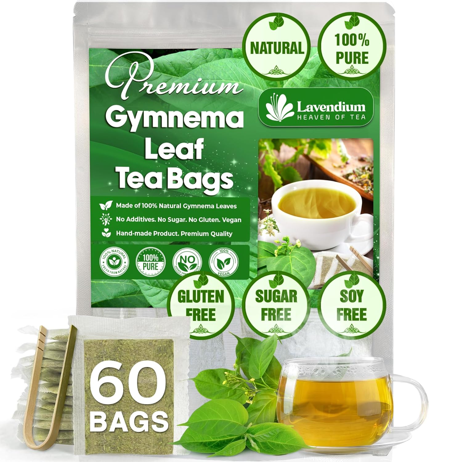 Premium Gymnema Leaf Tea Bags for Diabetics, 100% Natural &amp;amp; Pure from Gymnema Leaves.