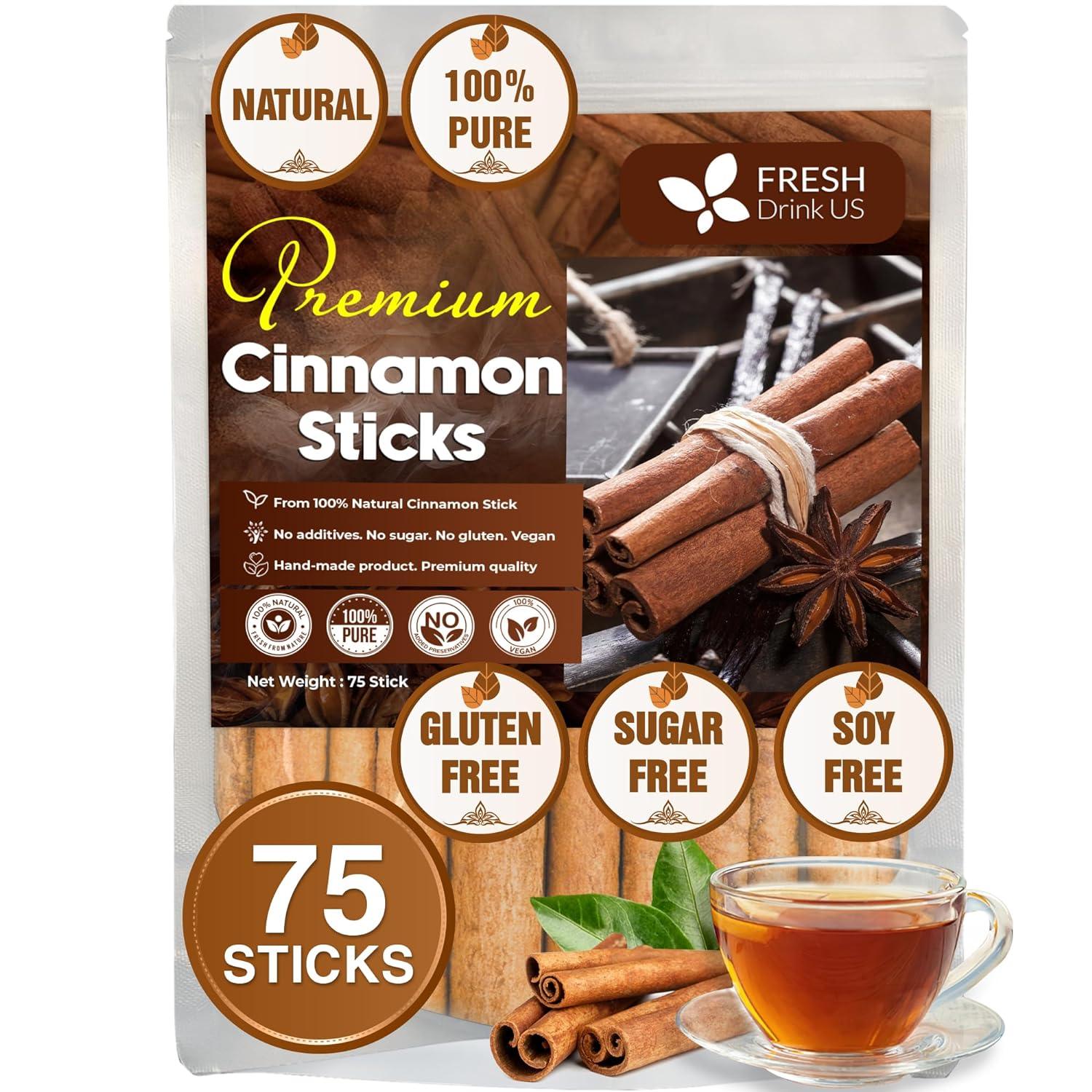Cinnamon Sticks, Whole Sticks, 100% Natural &amp;amp; Pure Cinnamon Inner Bark, Raw Cinnamon Spice Flavor &amp;amp; Strong Aroma, Cinnamon Spice Herbal Tea, Perfect for Warm Beverages, No Additives, Vegan