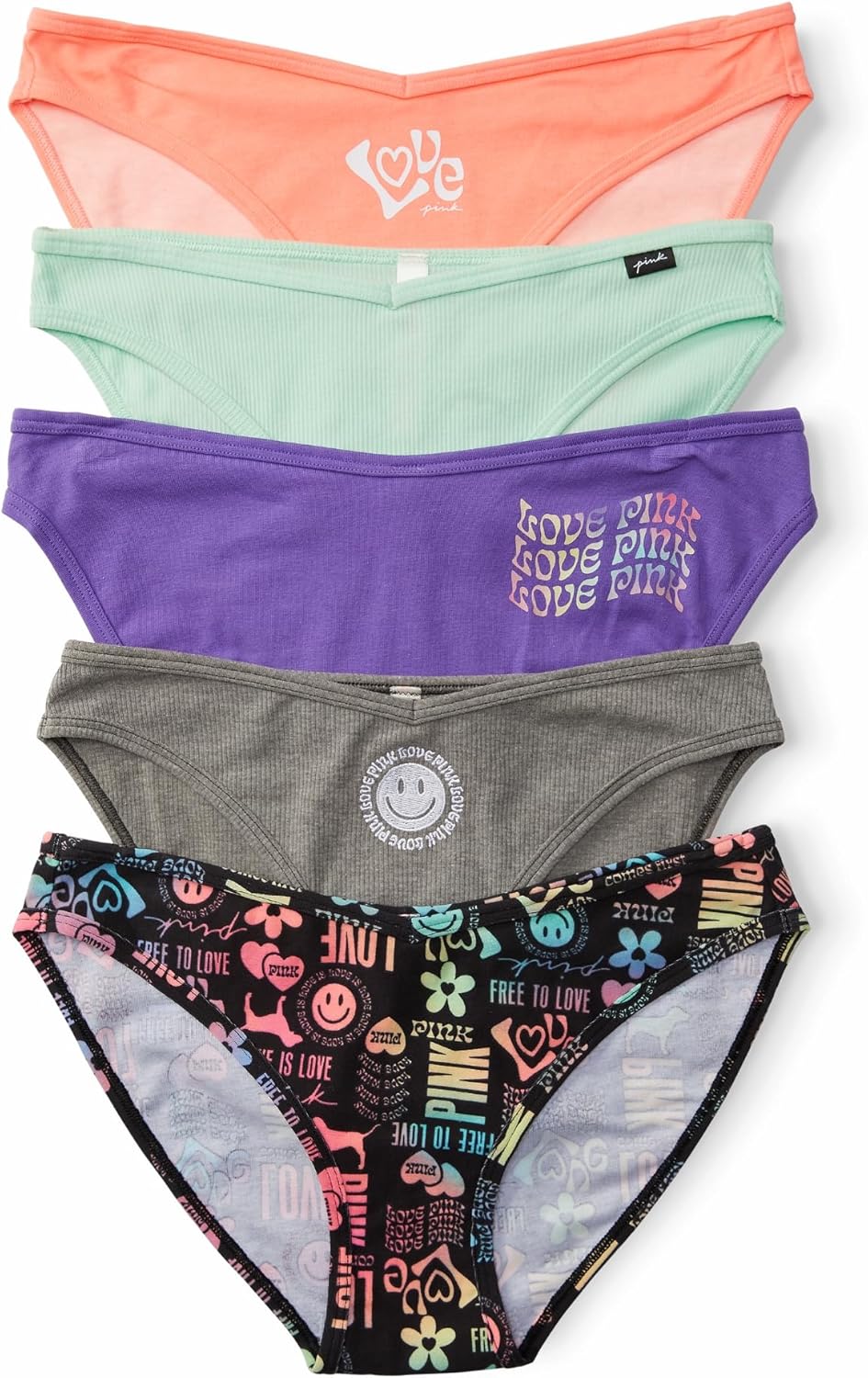 Victoria&amp;#39;s Secret PINK Women&amp;#39;s Cotton Bikini Underwear, Moderate Coverage Panties for Women, Multi Pack (XS-XXL)