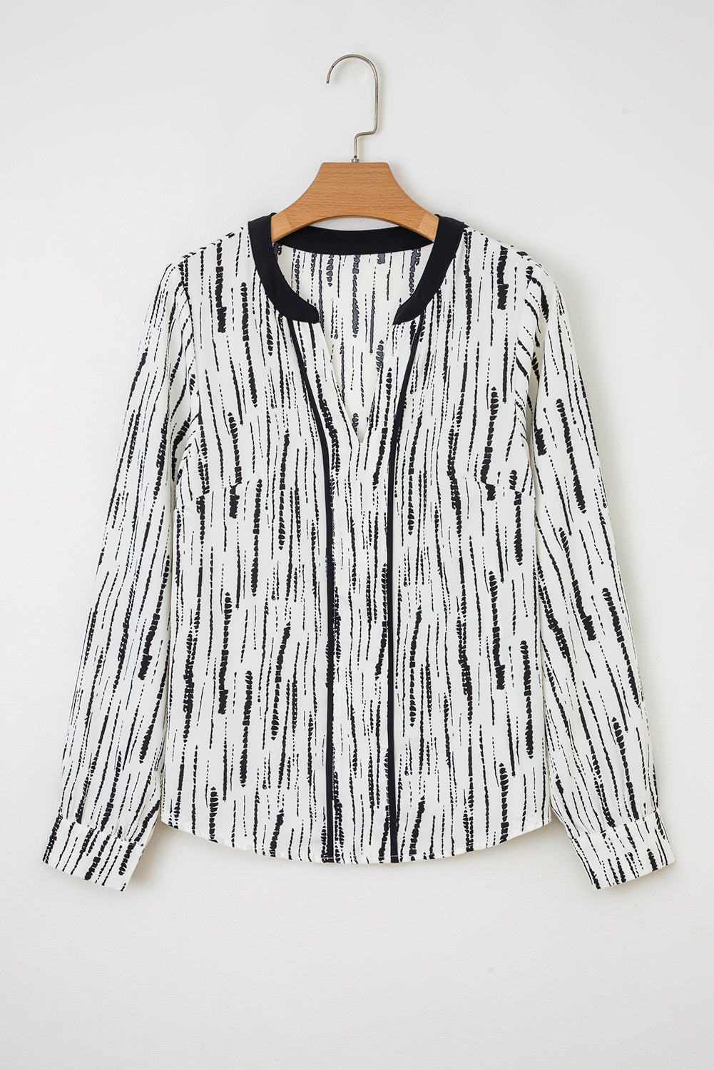 Abstract V-Neck Long Sleeve Blouse
