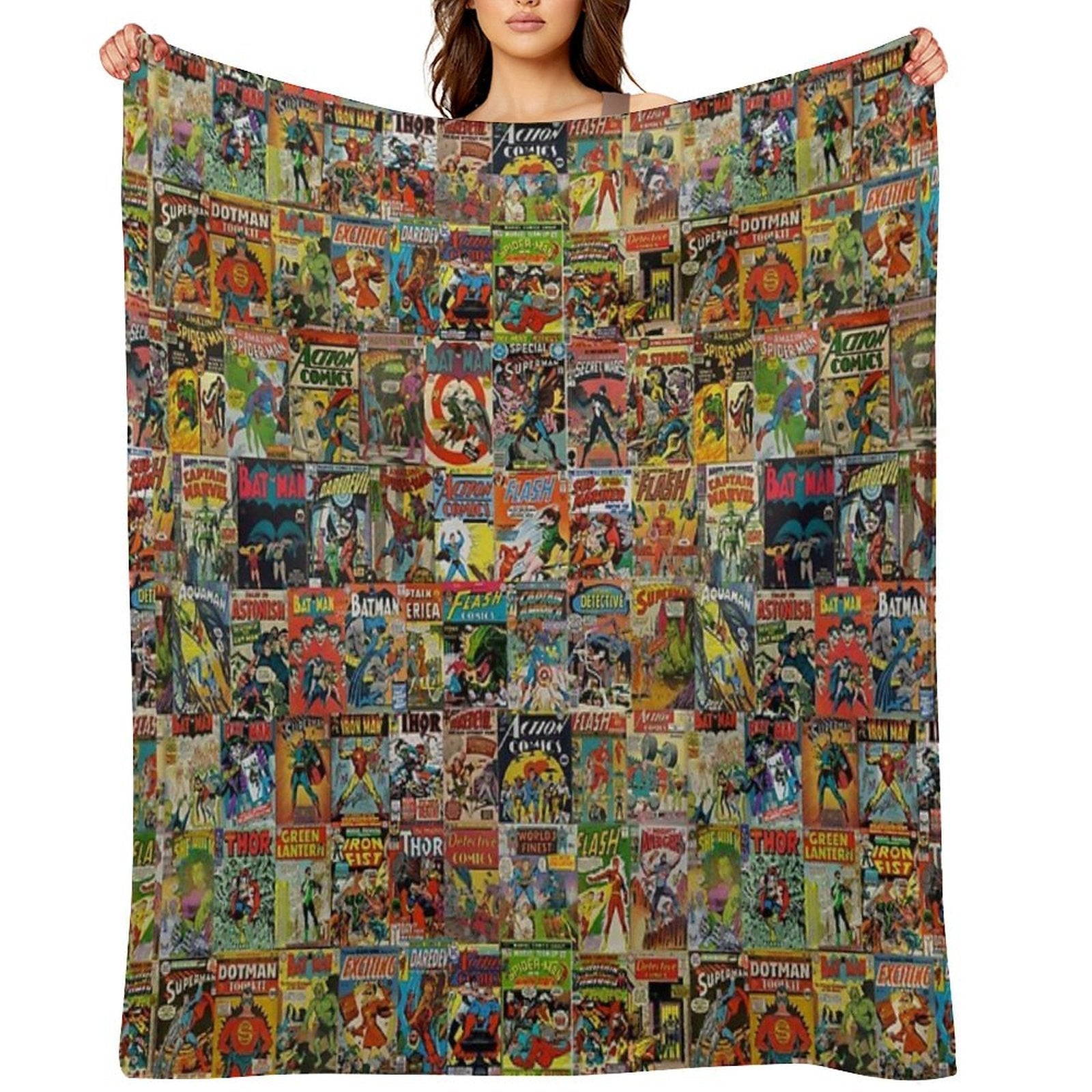 Vintage Comic Book Pattern Throw Blanket